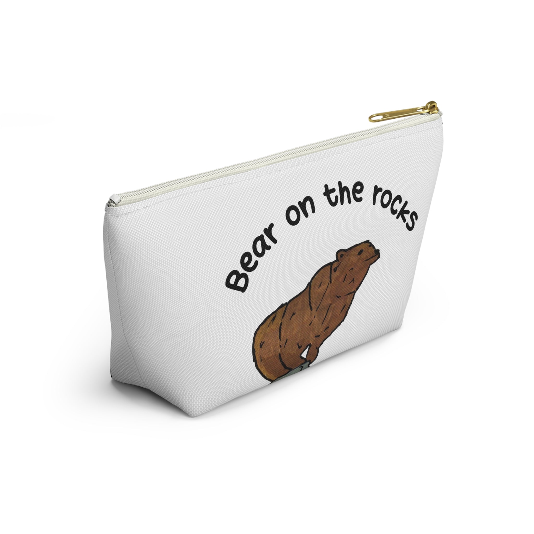 Whimsy Grr | Bear on the Rocks Accessory Pouch — Cute Wildlife Makeup & Travel Bag