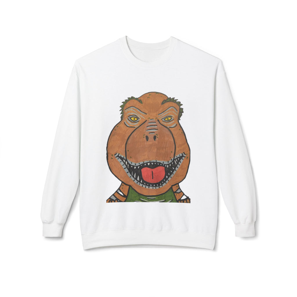 Rexalty the T-Rex Face Crewneck Sweatshirt — Fun Dinosaur Graphic Pullover
