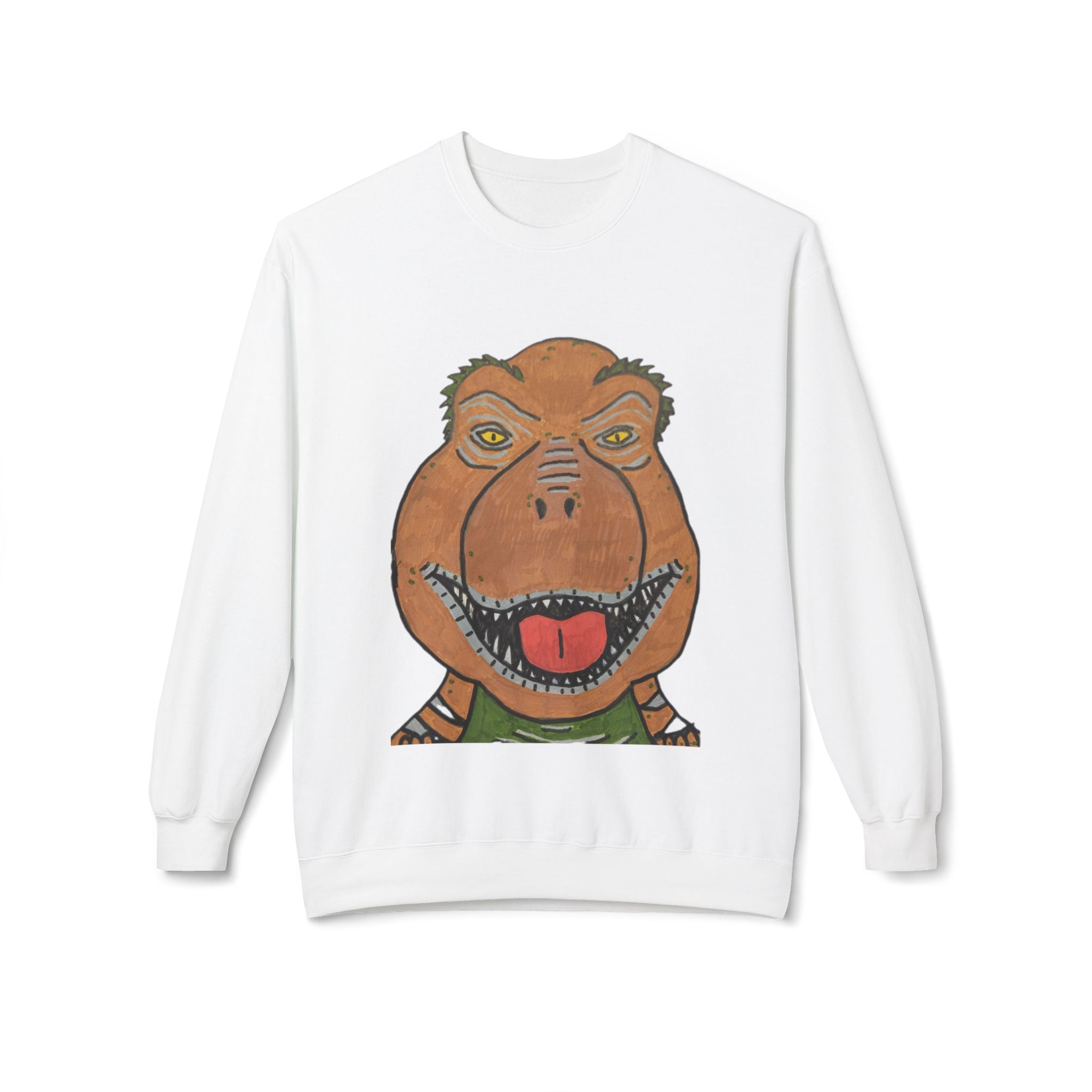 Rexalty the T-Rex Face Crewneck Sweatshirt — Fun Dinosaur Graphic Pullover