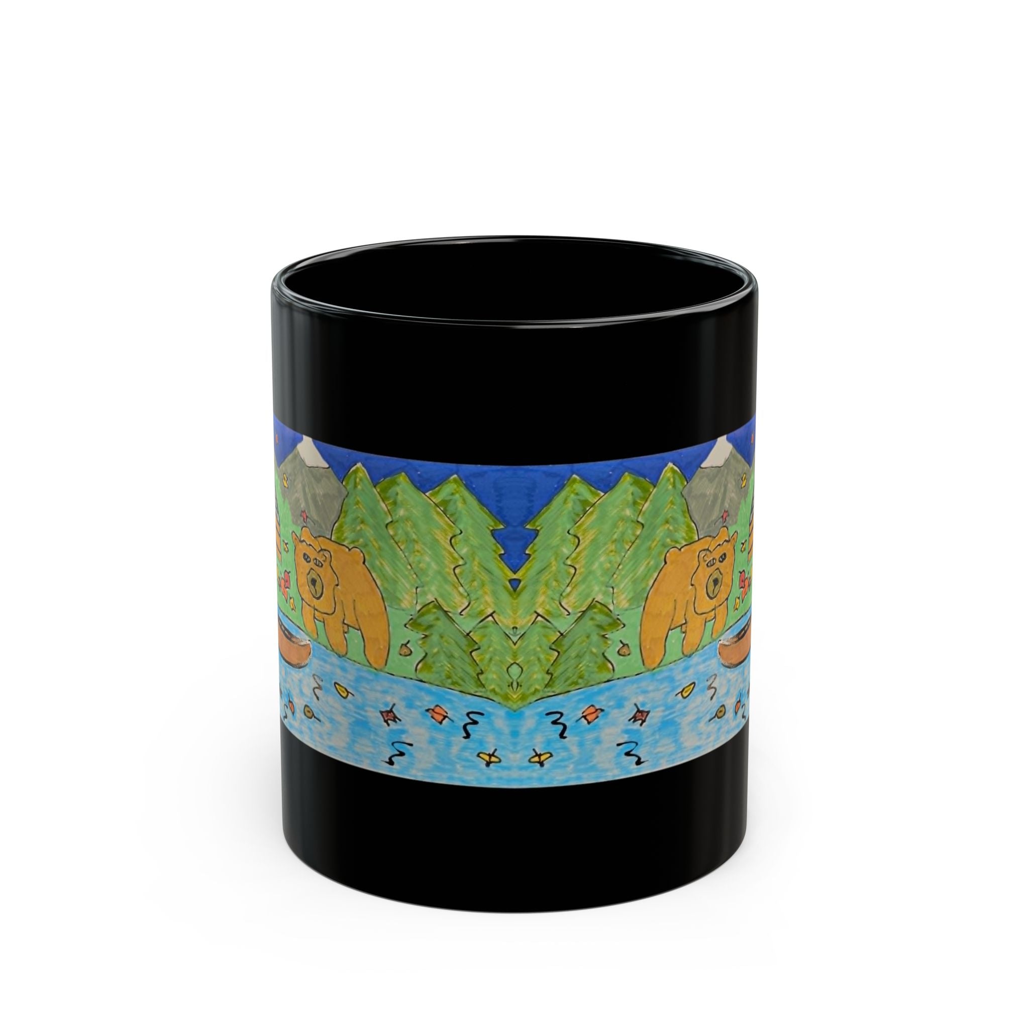 Bugsy Fall Cabin Mug — Rustic Forest Camping Coffee Cup (11oz/15oz)