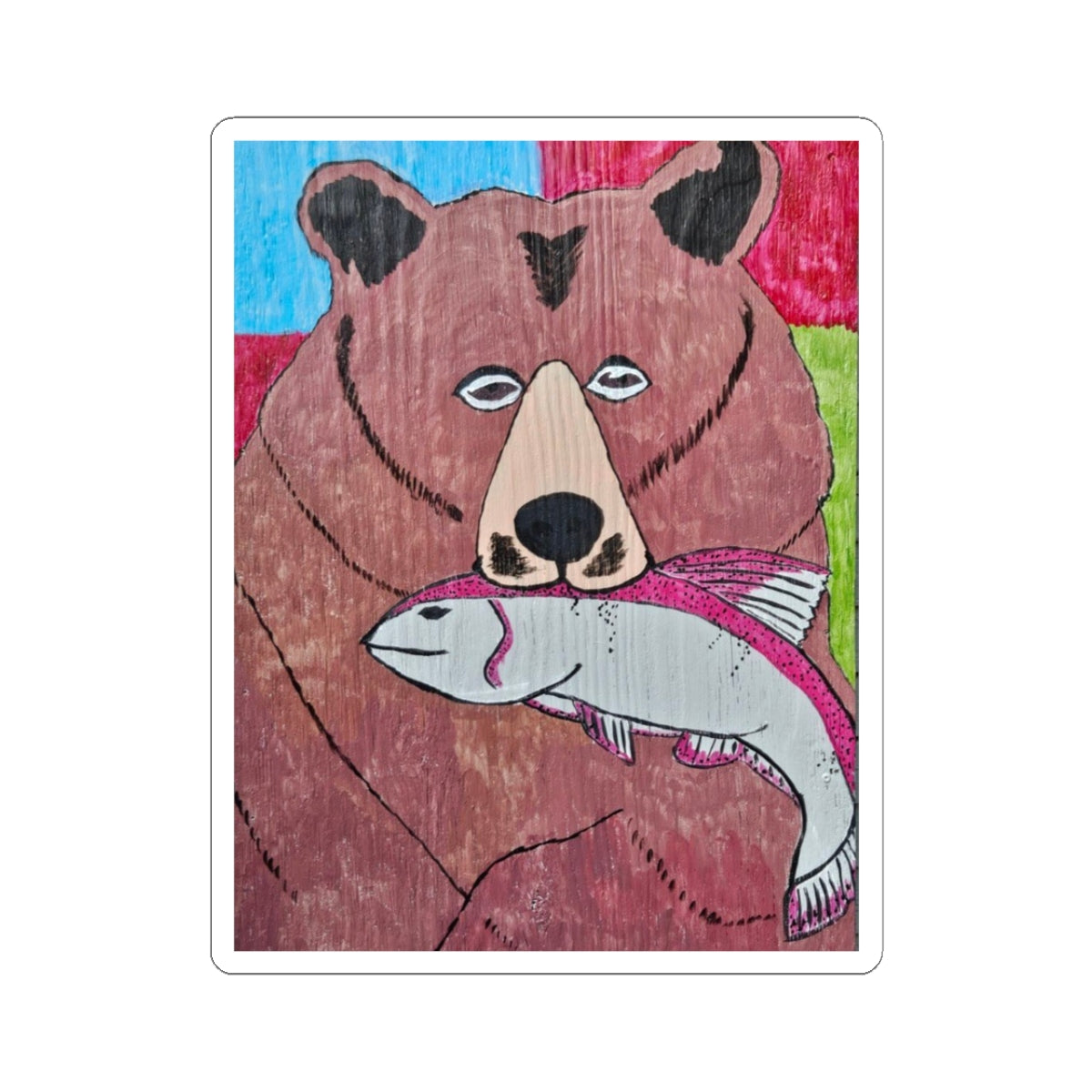 Whimsy Grr | Griffish the Grizz Kiss-Cut Vinyl Decal — Grizz with a Fish Sticker