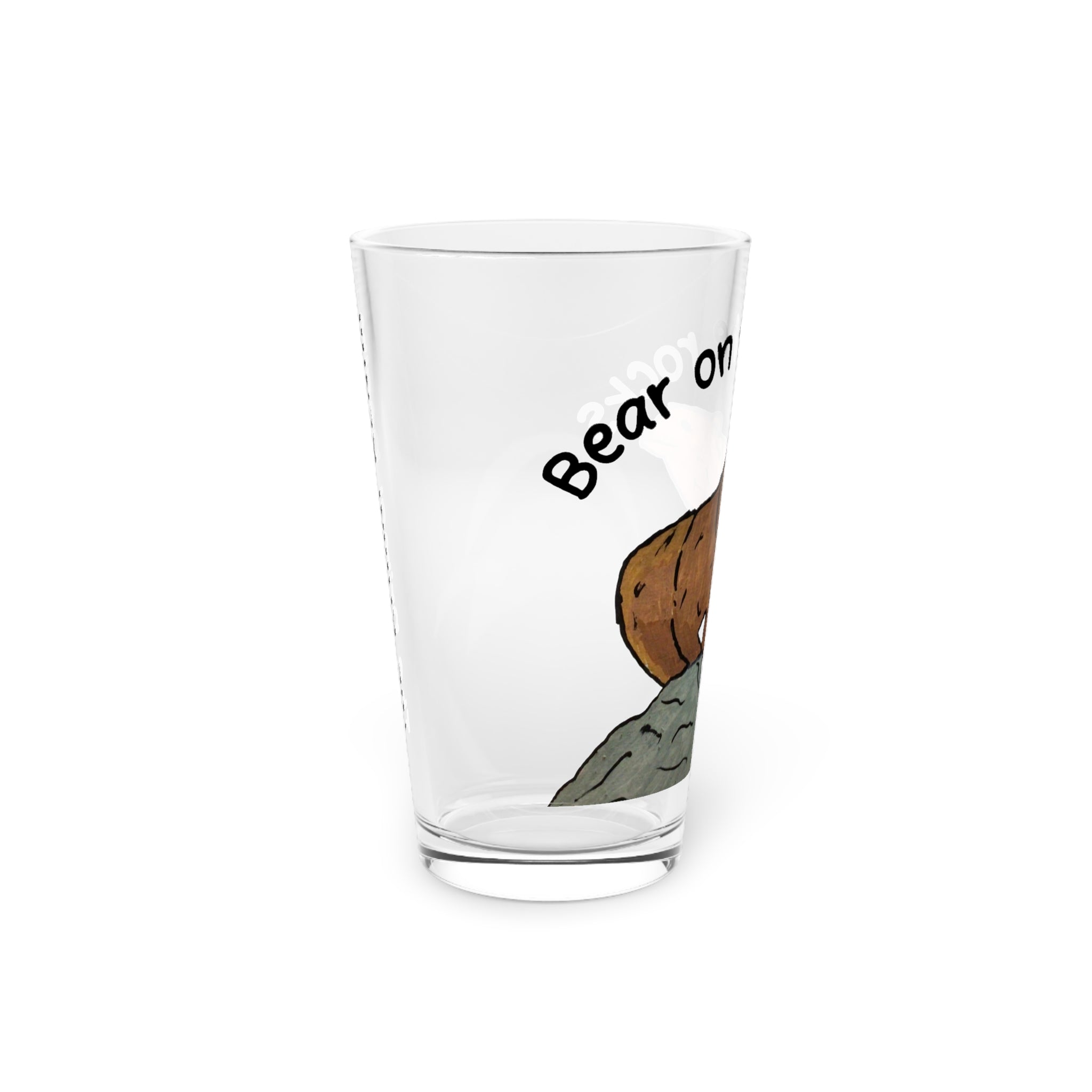 Bear on the rocks pint glass