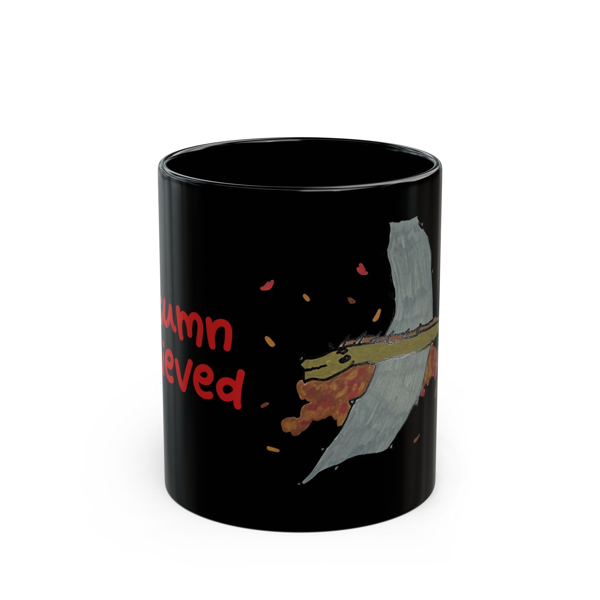 Black Ceramic Mug — Brachy Red Tree Silhouette Coffee Cup (11oz/15oz)