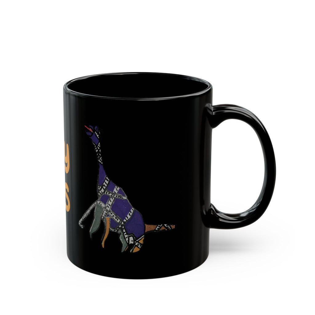 Mummy Saurus Black Coffee Mug – Cute Dinosaur Mom Gift (11oz & 15oz)