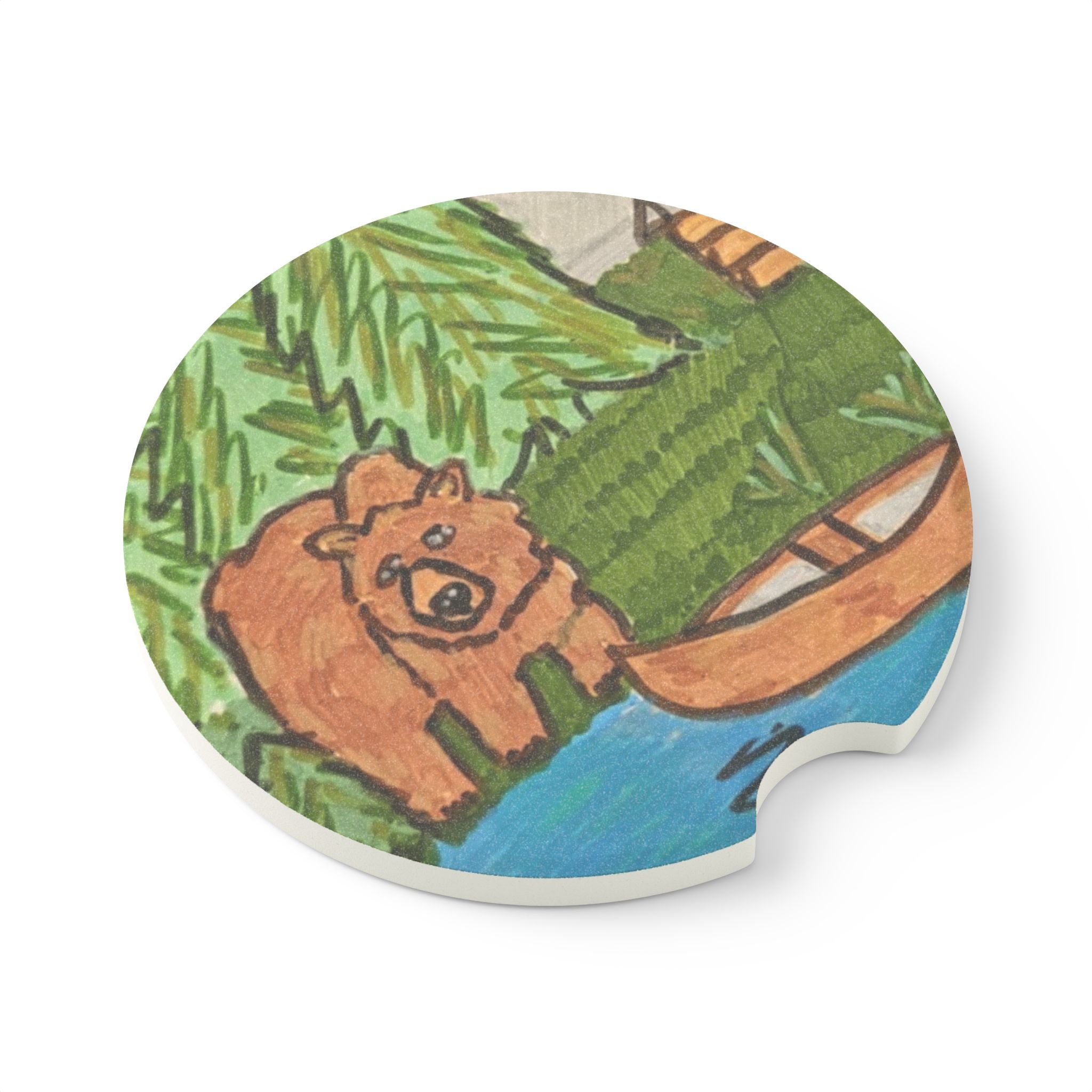 Whimsy Grr | Cabin Bear Soapstone Car Coaster