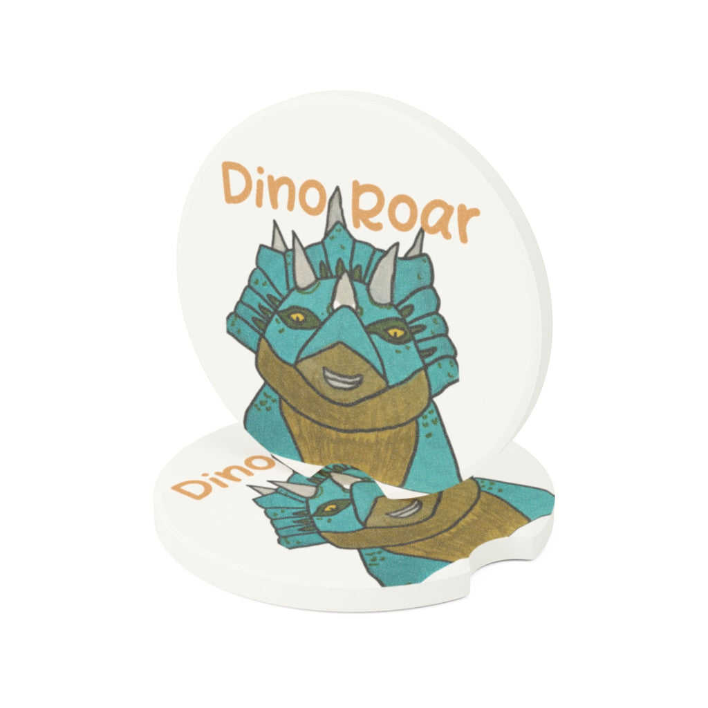 Dino Roar | Cera the Triceratops Soapstone Car Coaster — Cute Dino Cupholder Drink Holder