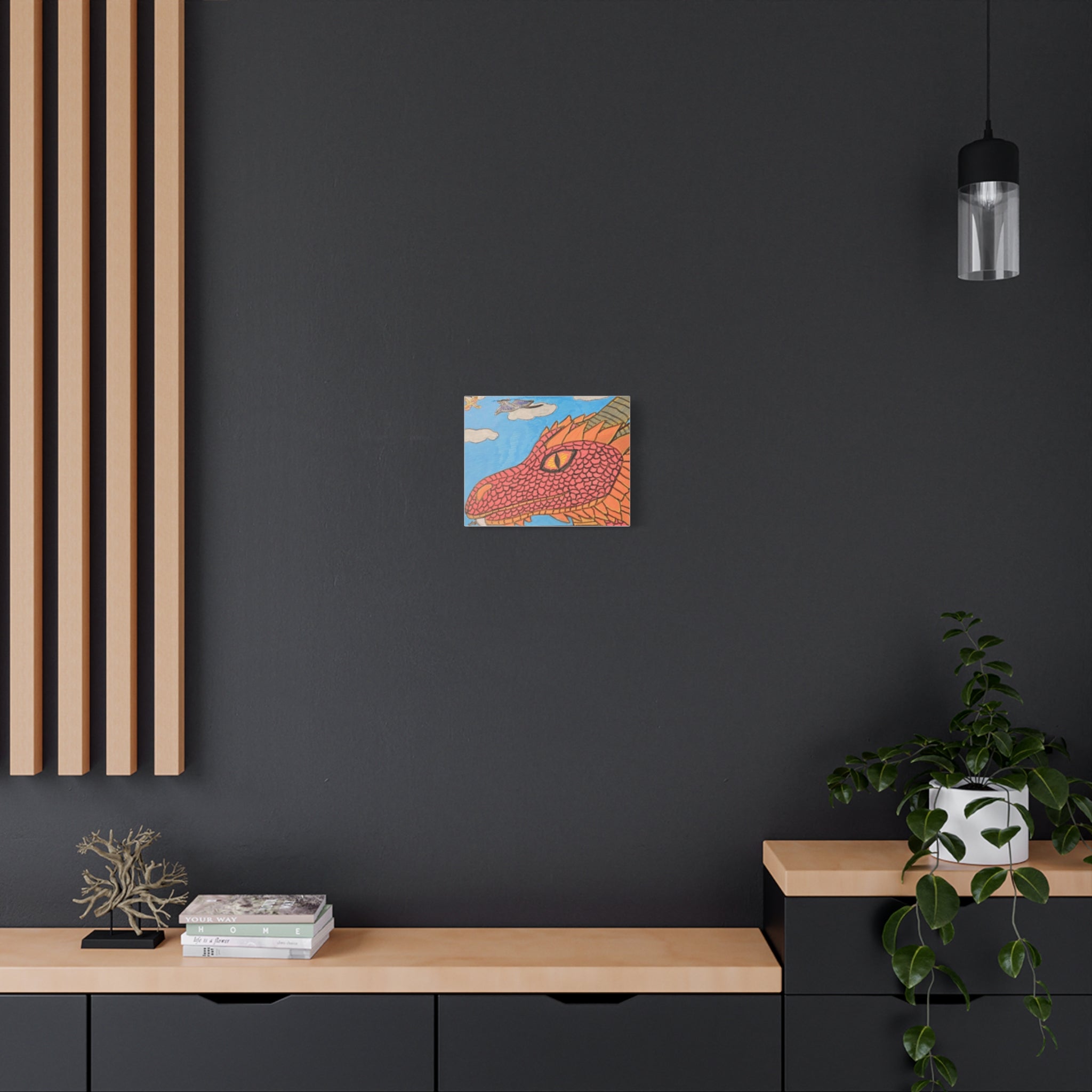 Dragon Sky Canvas Art — Whimsical Fantasy Wall Decor (Matte Stretched)