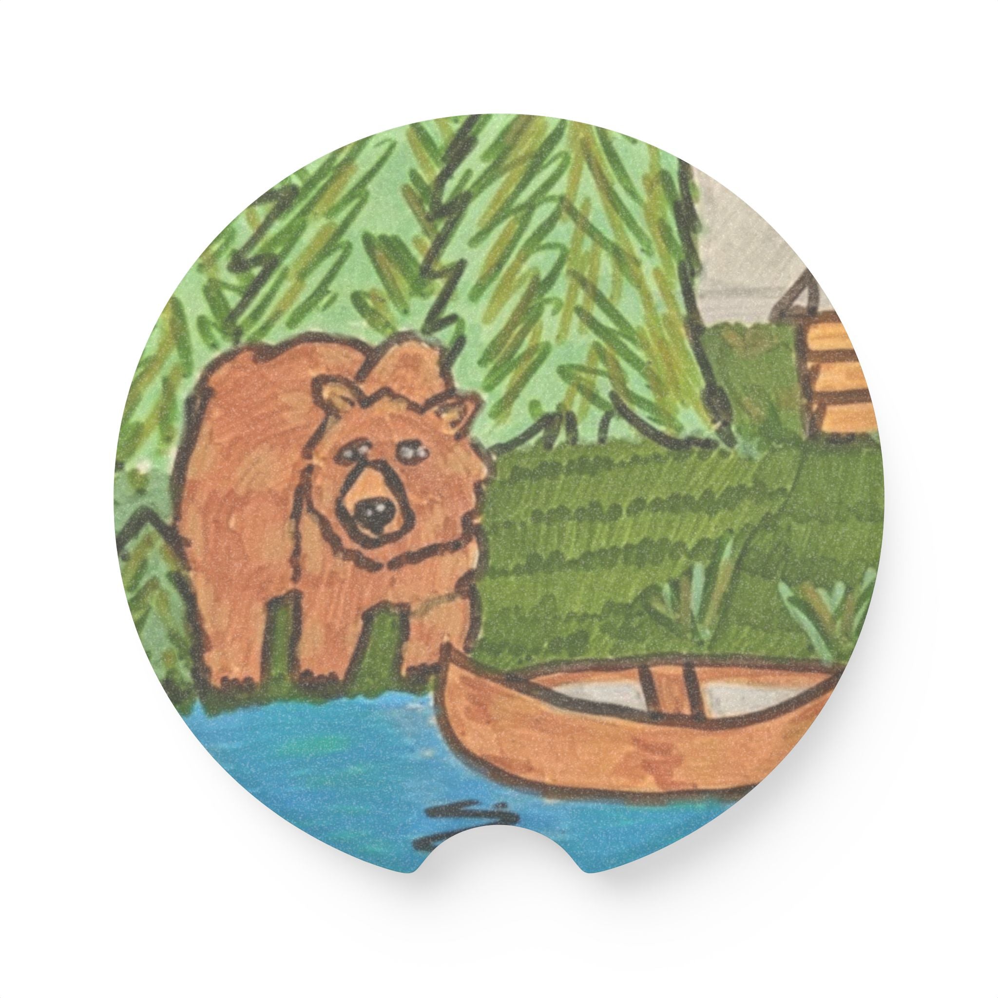 Whimsy Grr | Bugsy the Cabin Bear Soapstone Car Coaster