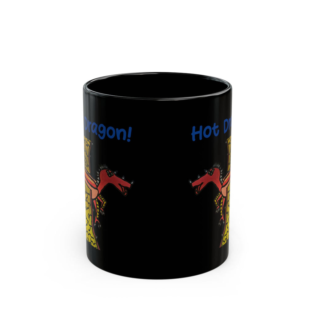Black Ceramic Mug — fantasy puppy hot dragon Coffee Cup (11oz/15oz)