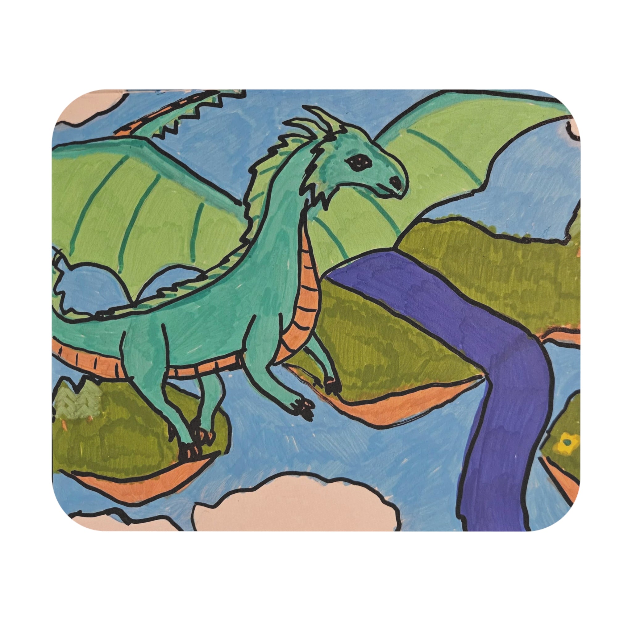 Dragon Landscape Mouse Pad — Epic Fantasy Dragon Desk Mat
