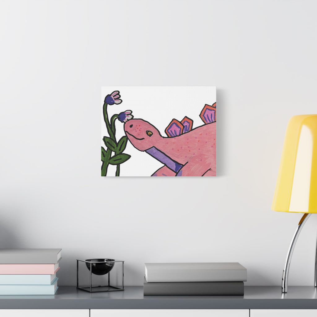 Pink Stegosaurus Canvas Art — Whimsical Dino Wall Decor