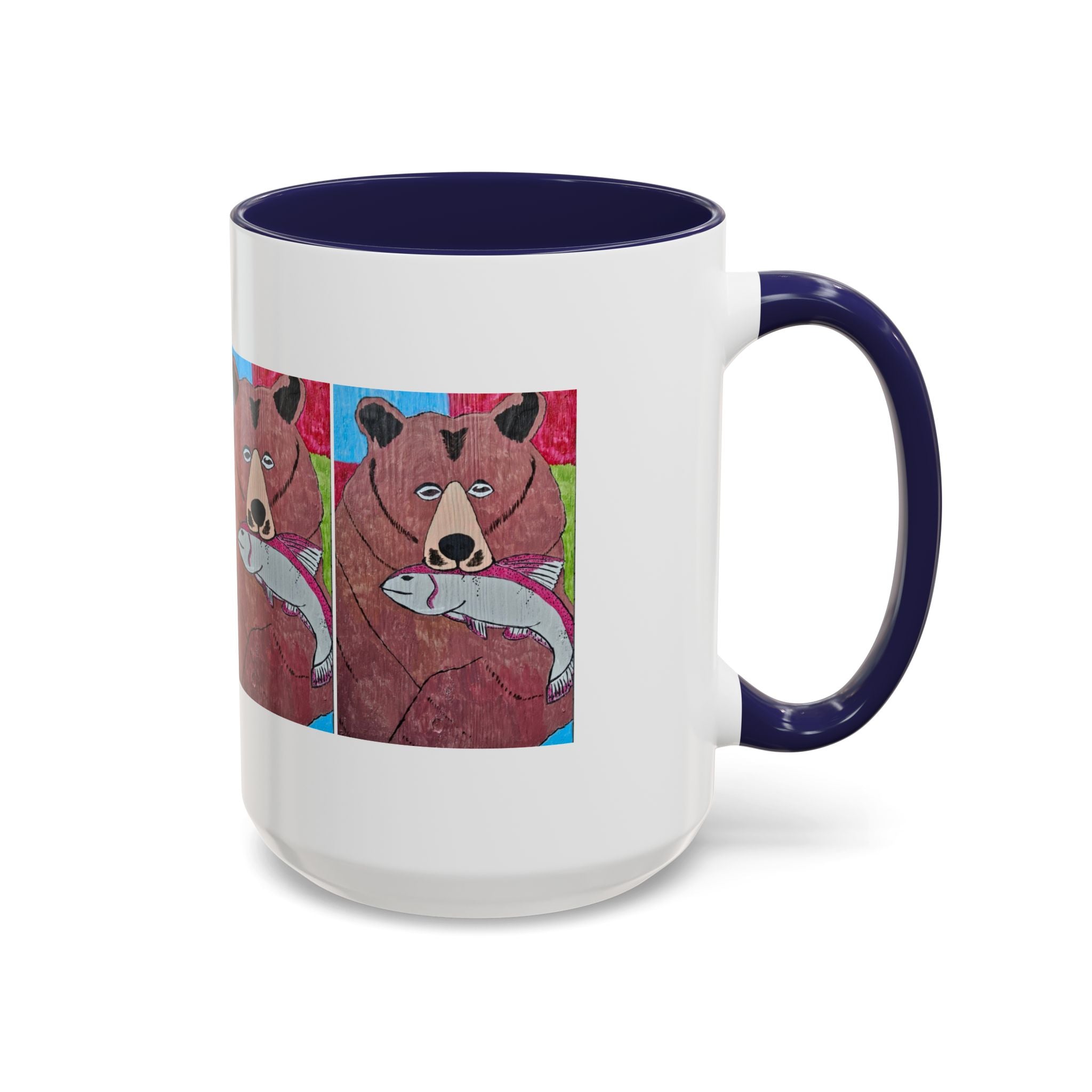 Whimsy Grr | Griffish the Grizz Accent Mug (11oz & 15oz) — Grizz with a Fish Coffee Mug