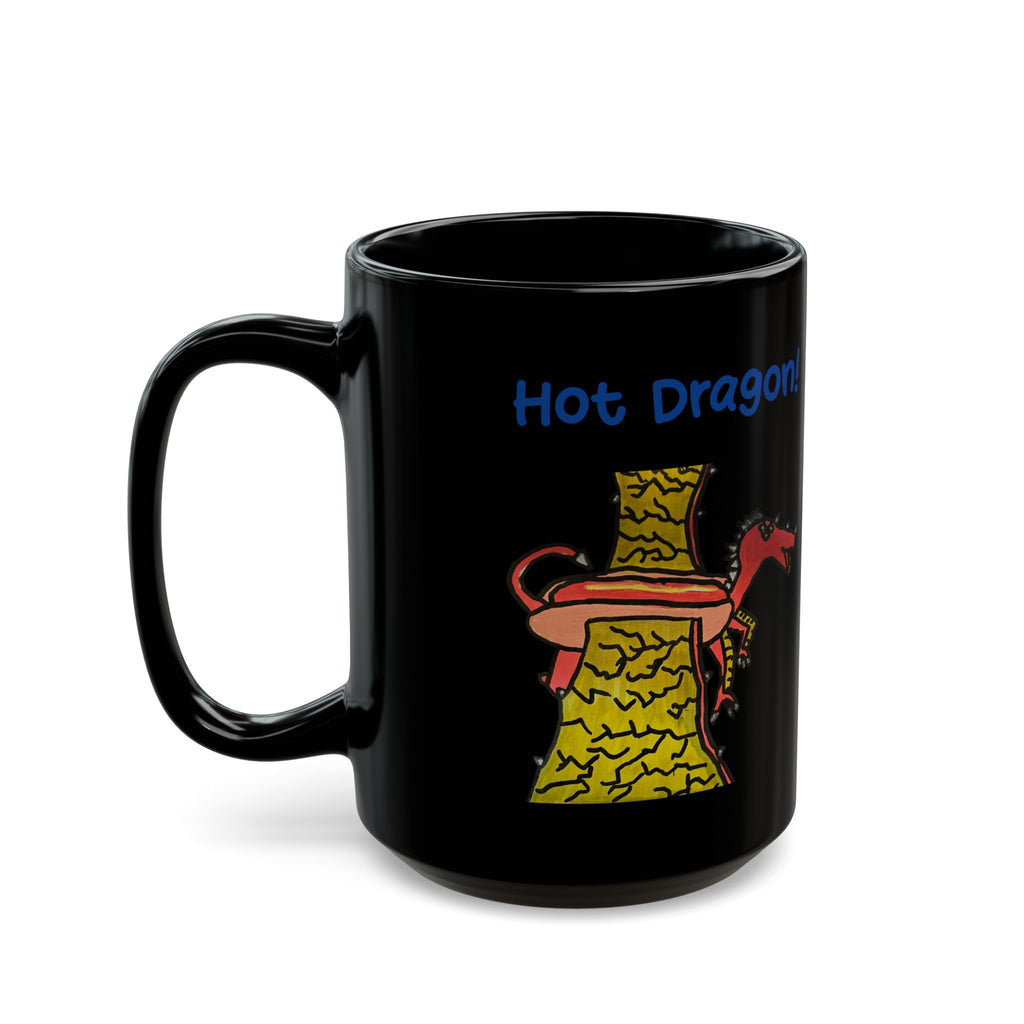 Black Ceramic Mug — fantasy puppy hot dragon Coffee Cup (11oz/15oz)