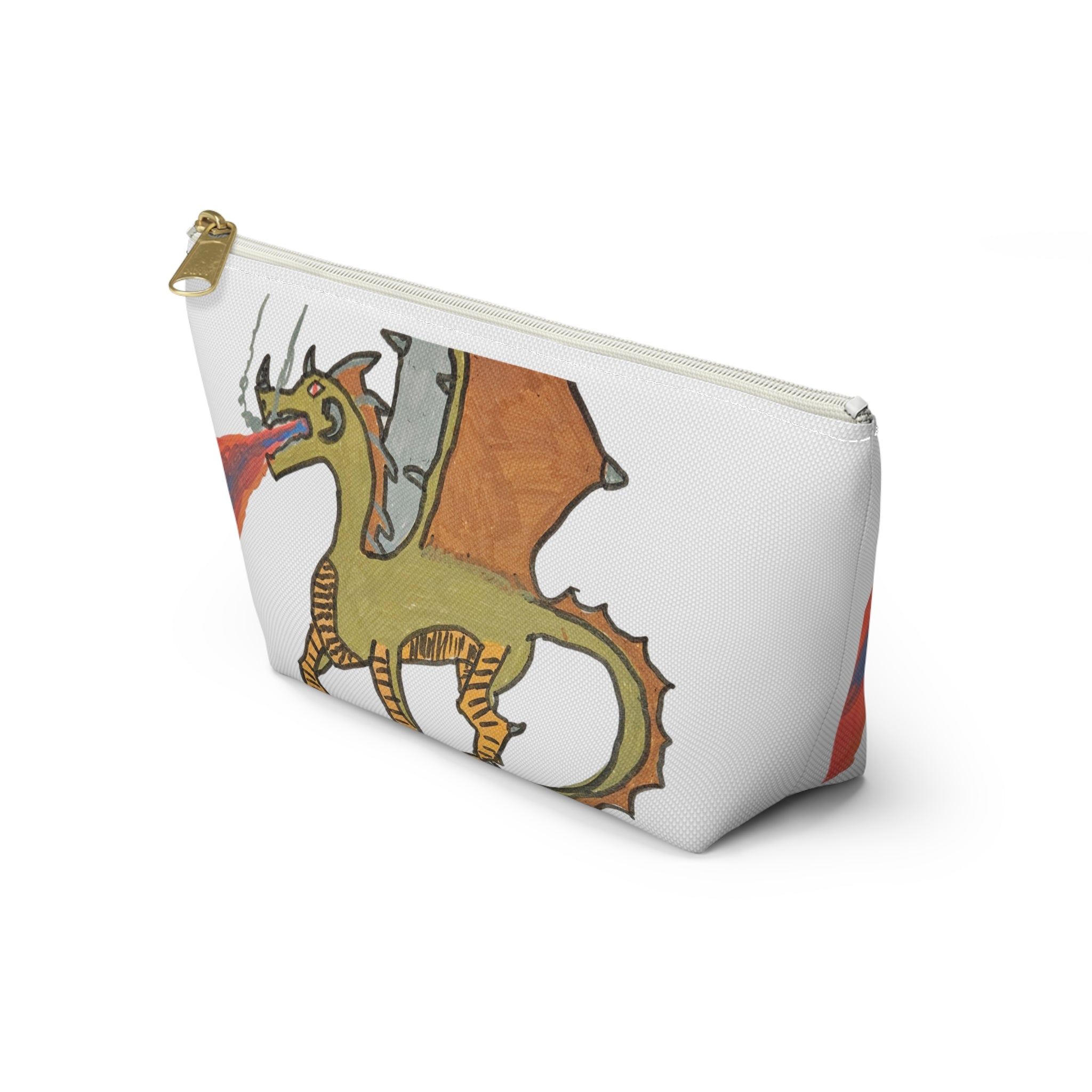 No Wings No Glory Accessory Pouch — Whimsical Hand-Drawn Dragon Makeup Bag