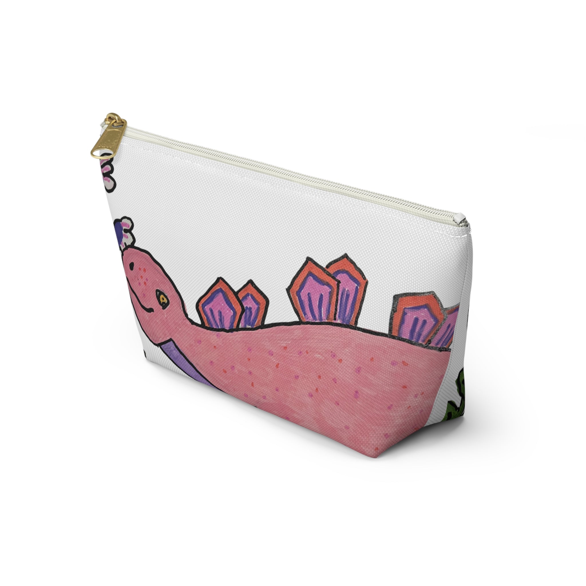 Pinky the Pink Stegosaurus Accessory Pouch — Cute Dino Makeup & Travel Bag