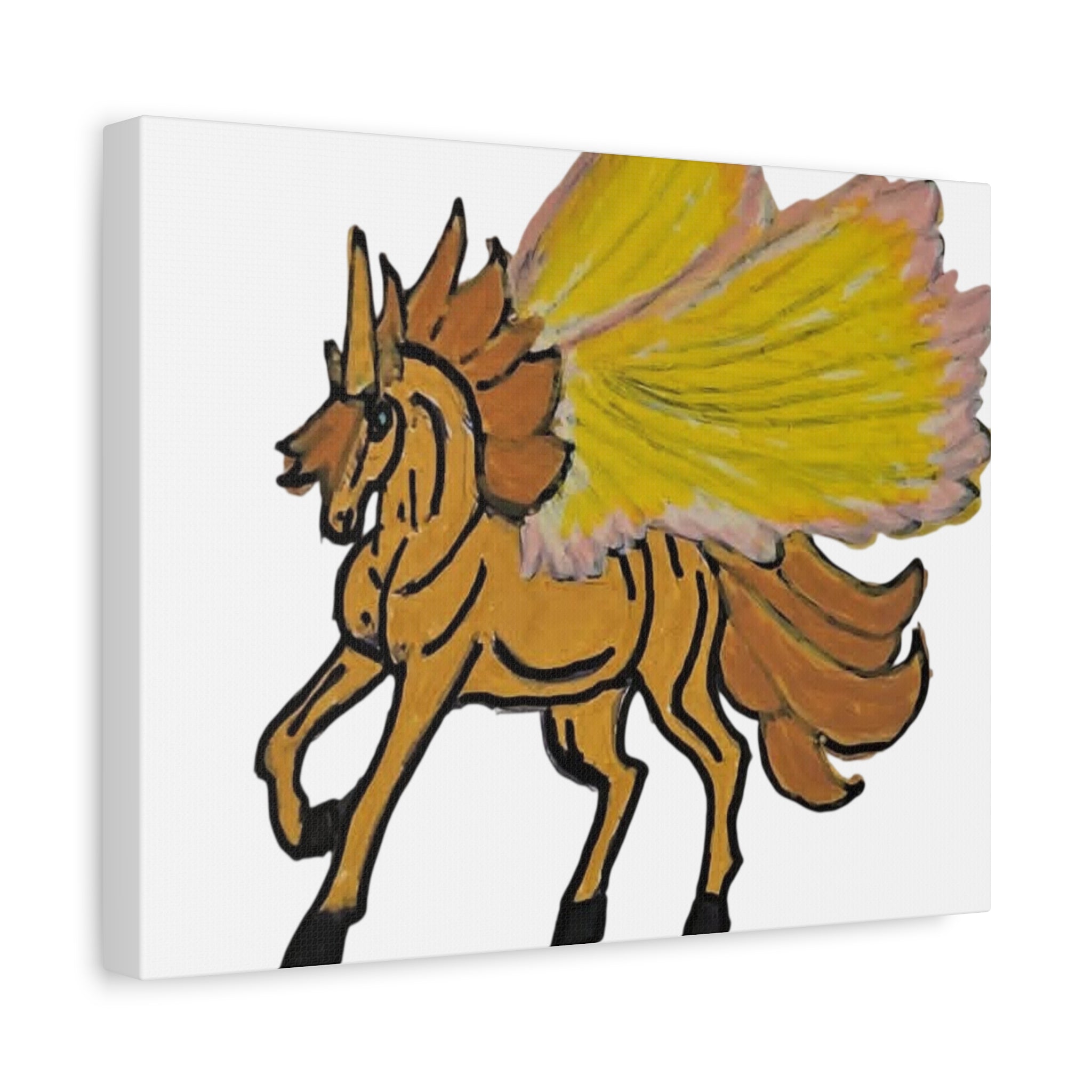 Golden Pegasus Canvas Print — Whimsical Winged Horse Wall Art