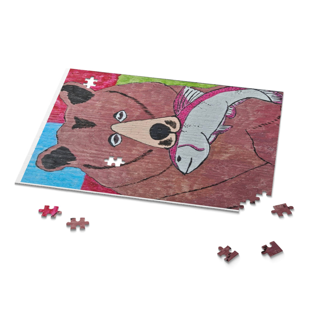 Grizz with a fish Puzzle — Wildlife Jigsaw (120/252/500 pcs)