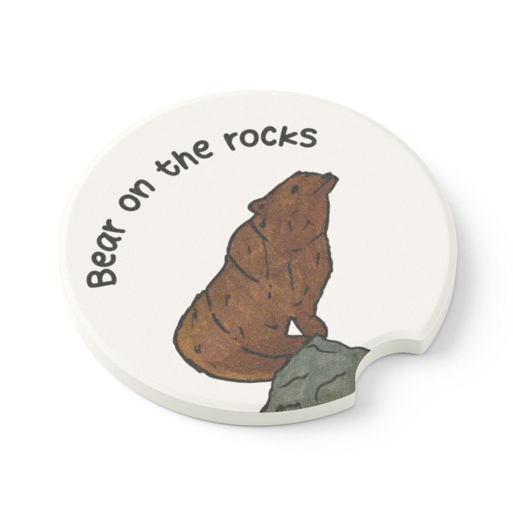 Bear on the rocks Soapstone Car Coaster