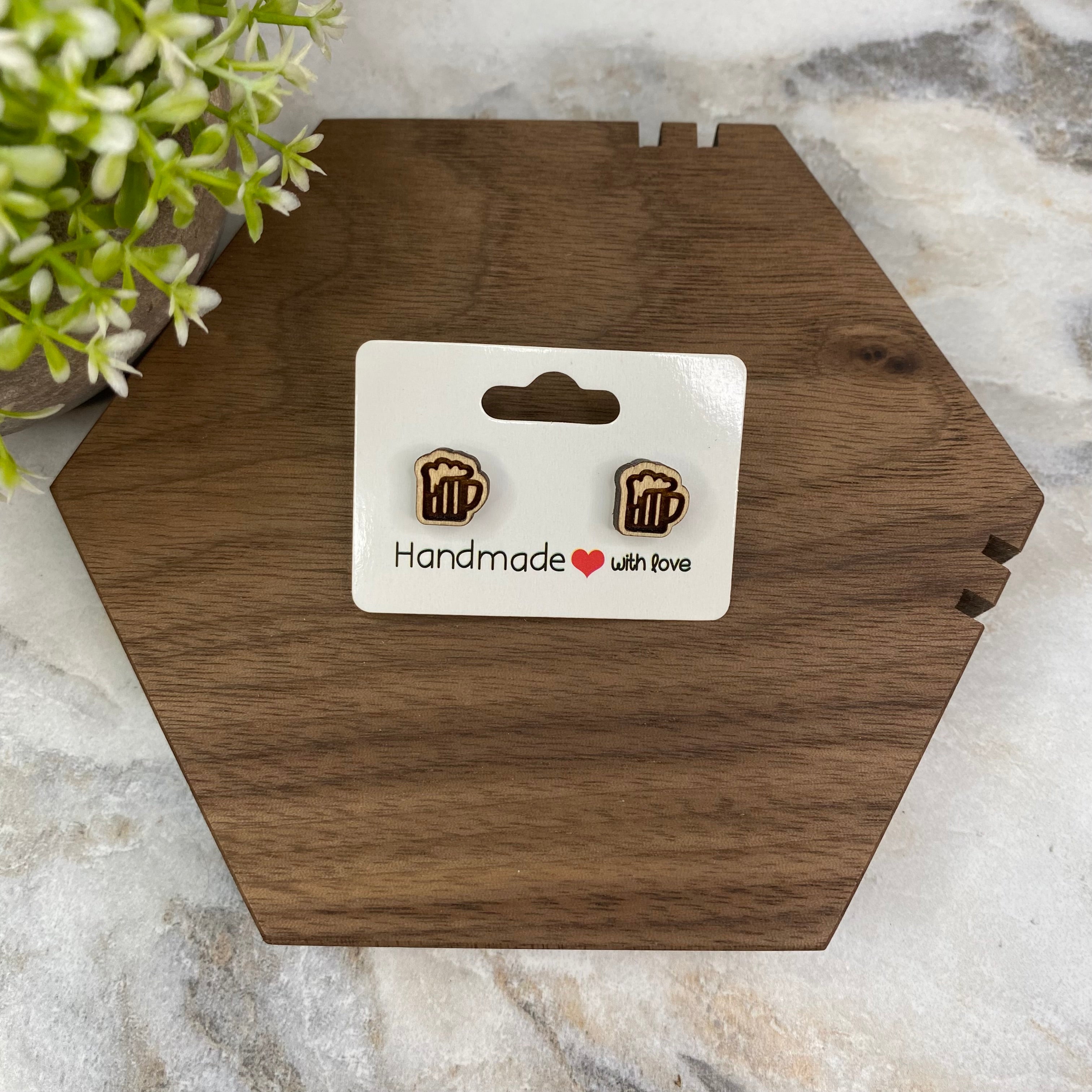Wooden Stud Earrings - Mug #1