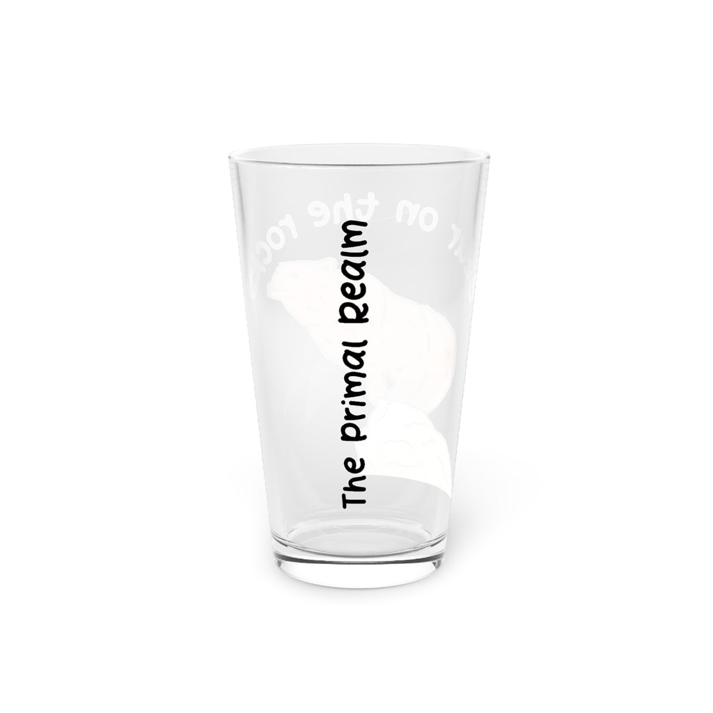 Bear on the rocks pint glass