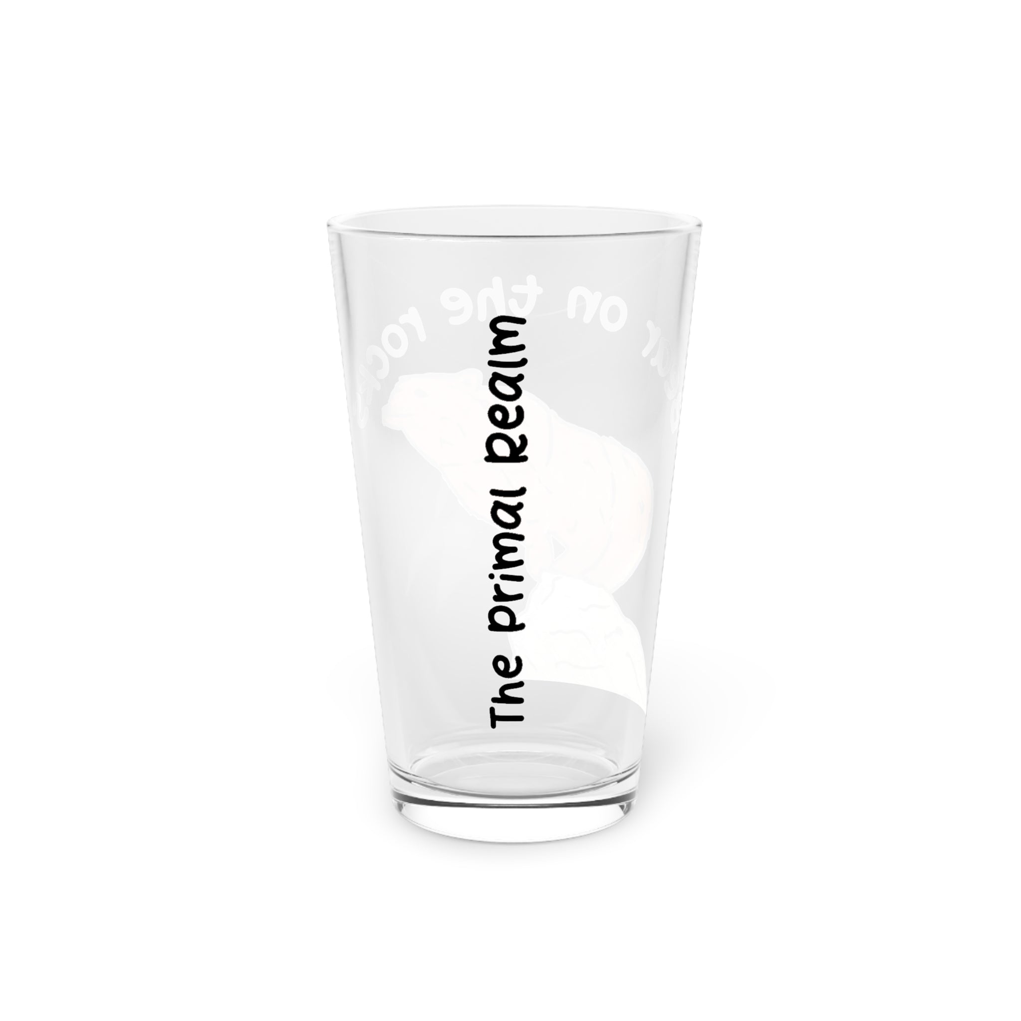 Bear on the rocks pint glass