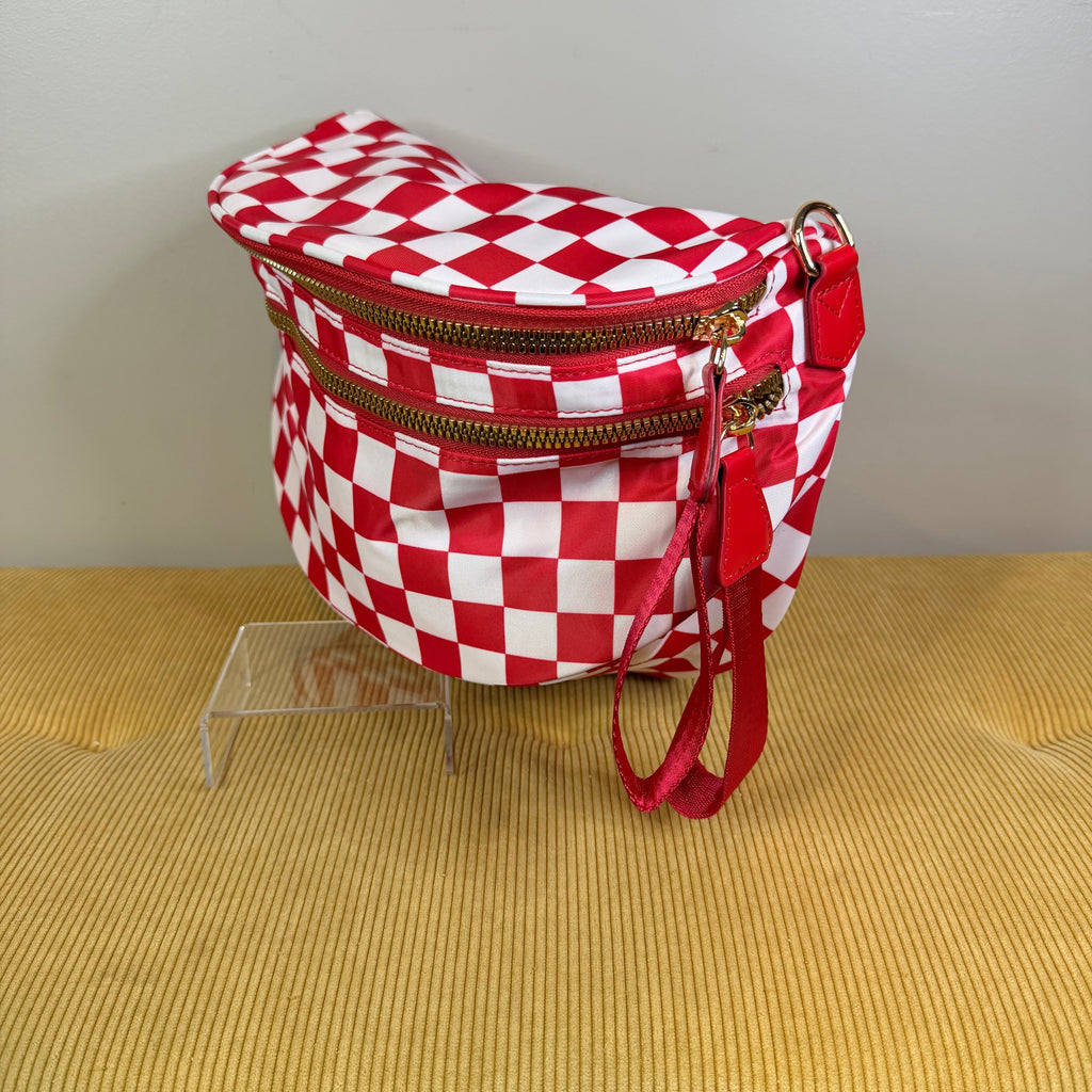 The Roni Nylon Crossbody - Checkered Red