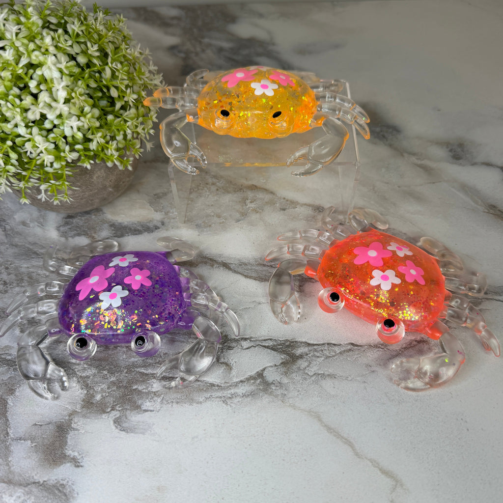 Squishy Toy - Glitter Crab + Flowers
