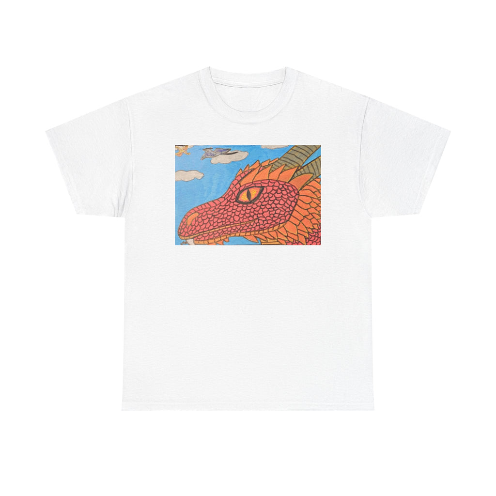 Dragon Sky Graphic Tee - Colorful Mythical Doodle Illustration T-Shirt