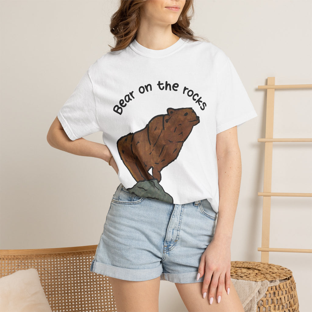 Bear on the rocks unisex tee shirt