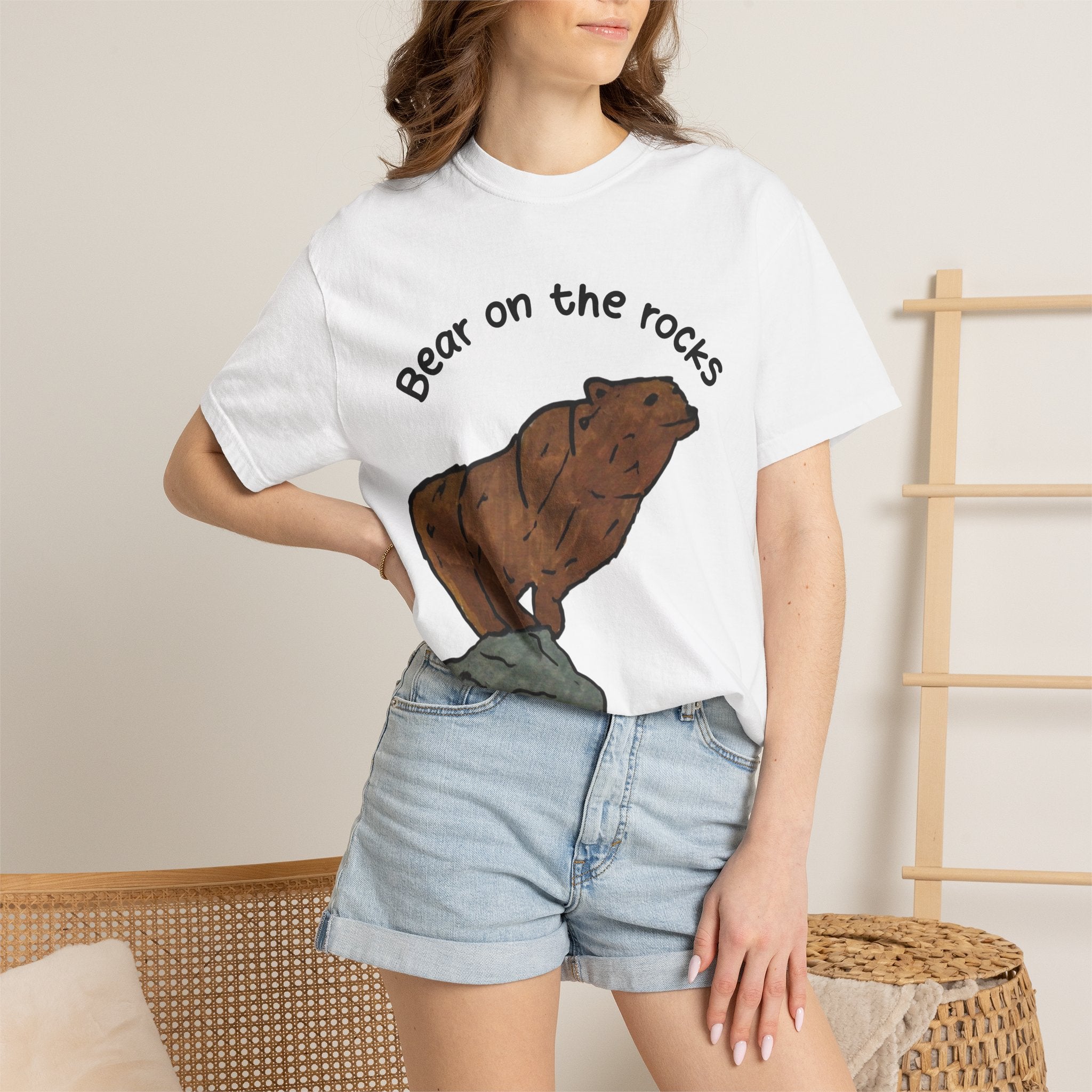 Bear on the rocks unisex tee shirt