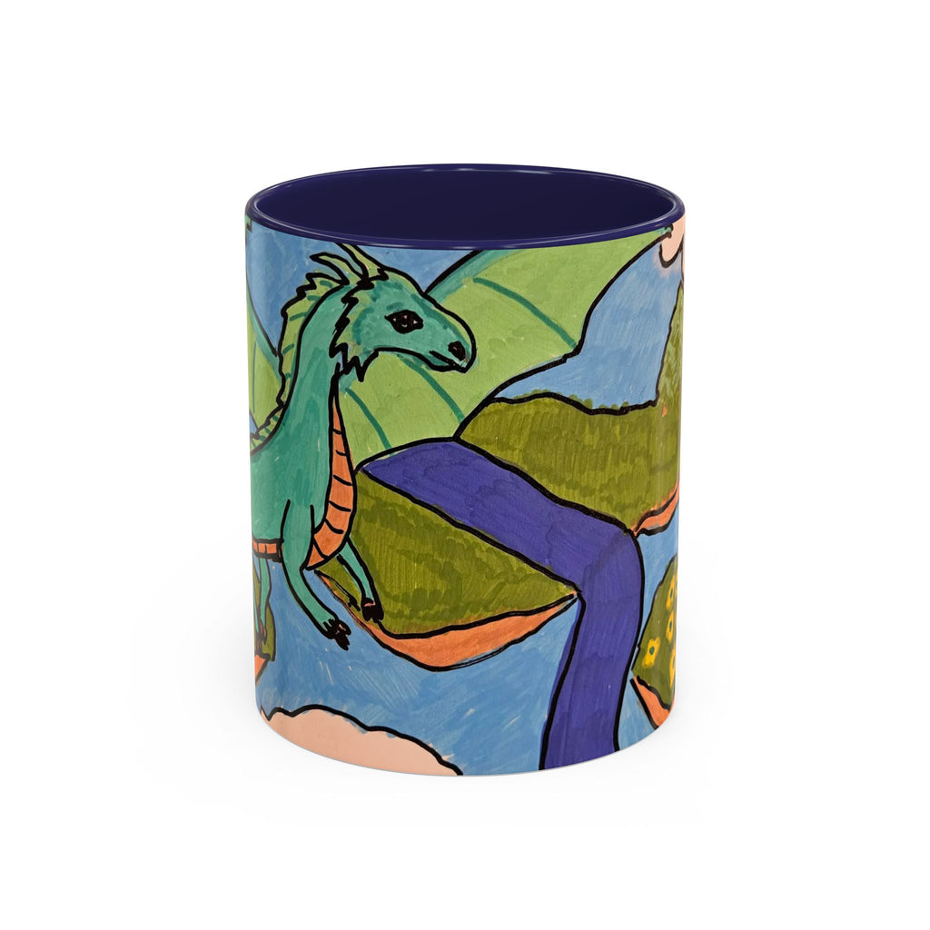 Dragon Landscape 11oz Accent Mug — Fantasy Dragon Art Coffee Mug