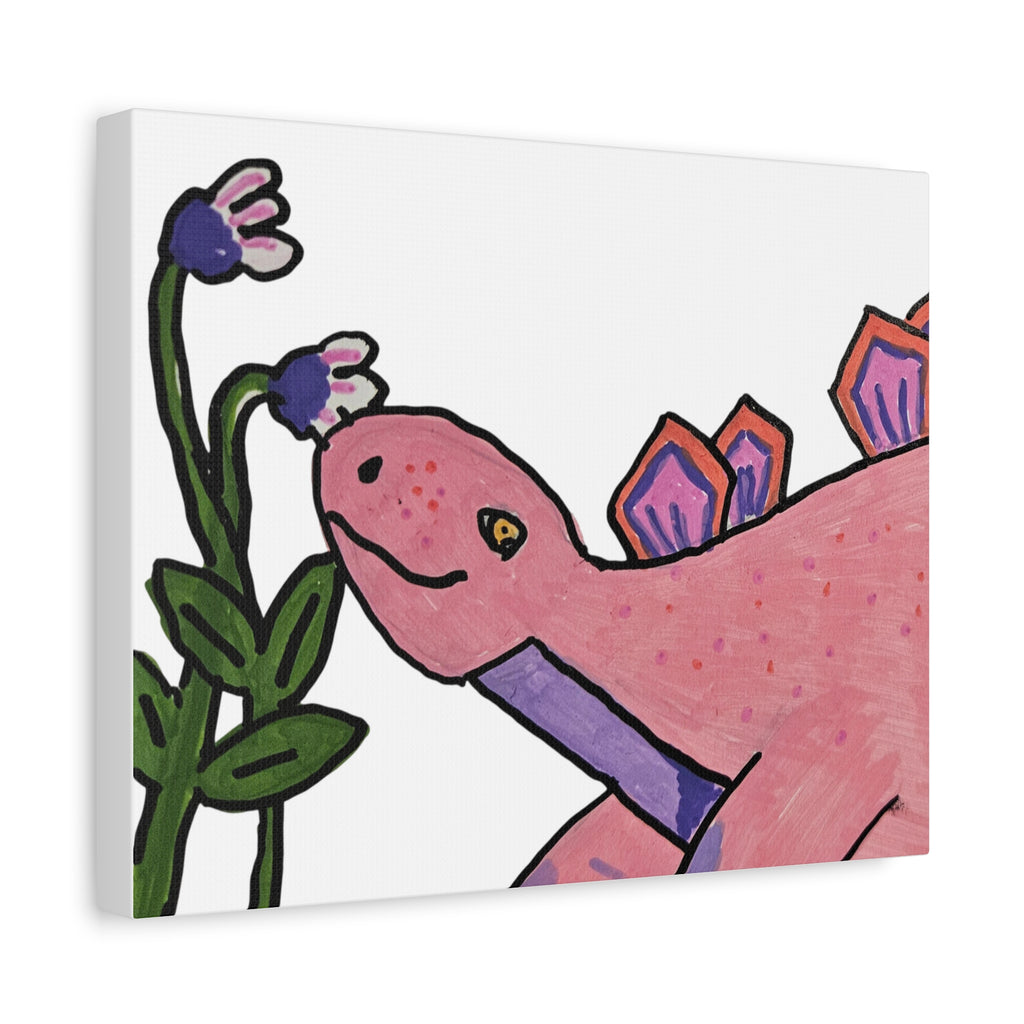 Pink Stegosaurus Canvas Art — Whimsical Dino Wall Decor