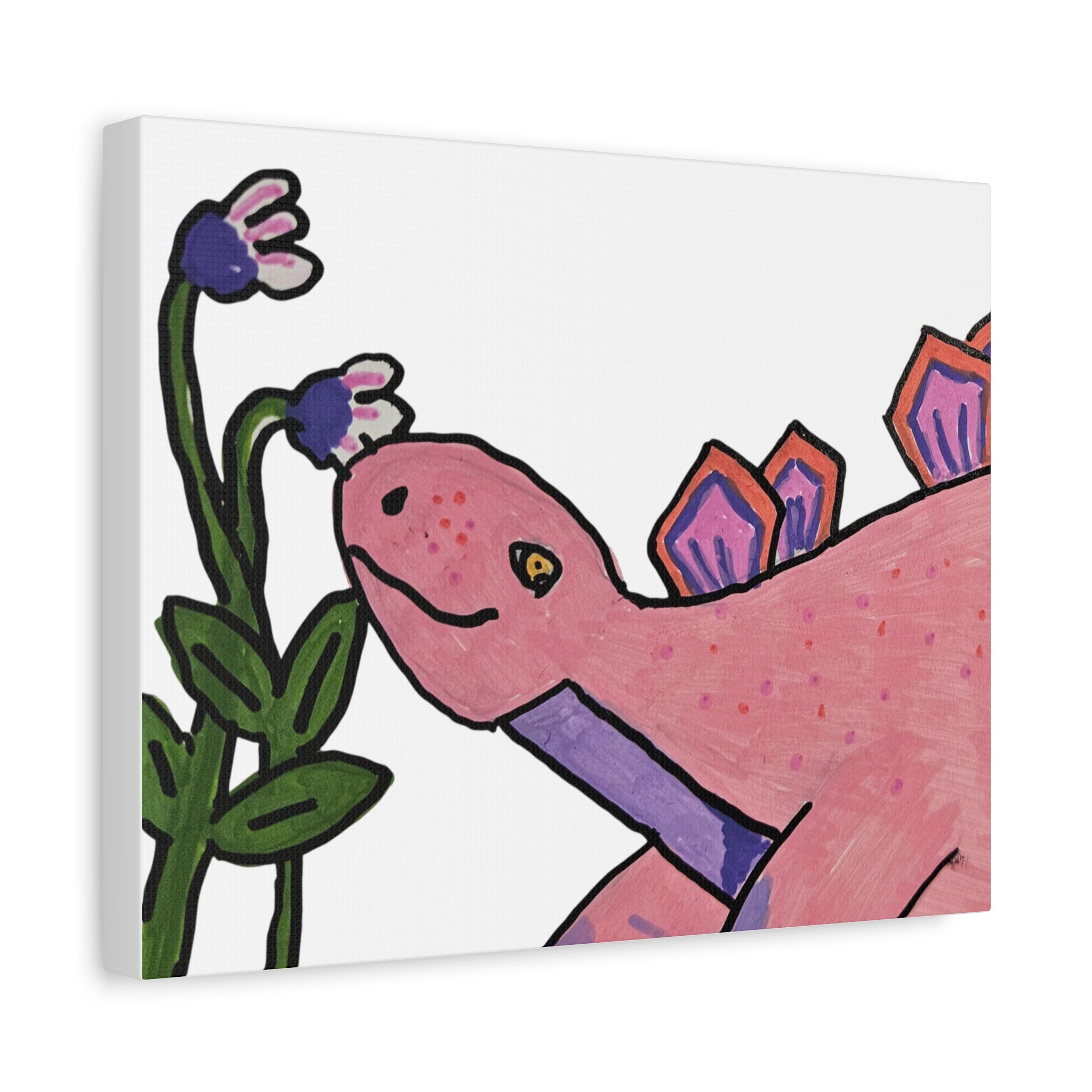 Pink Stegosaurus Canvas Art — Whimsical Dino Wall Decor