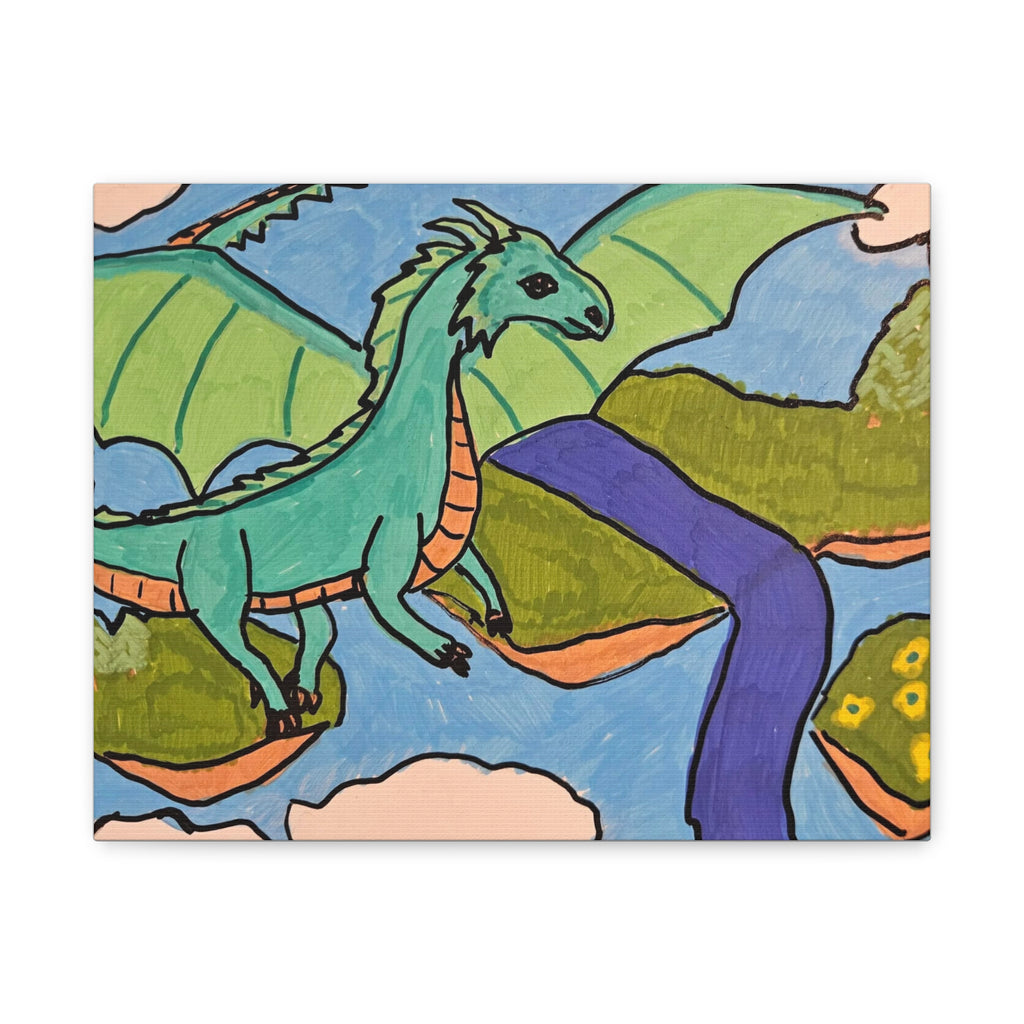 Dragon Landscape Canvas Art — Whimsical Fantasy Wall Decor (Matte Stretched)