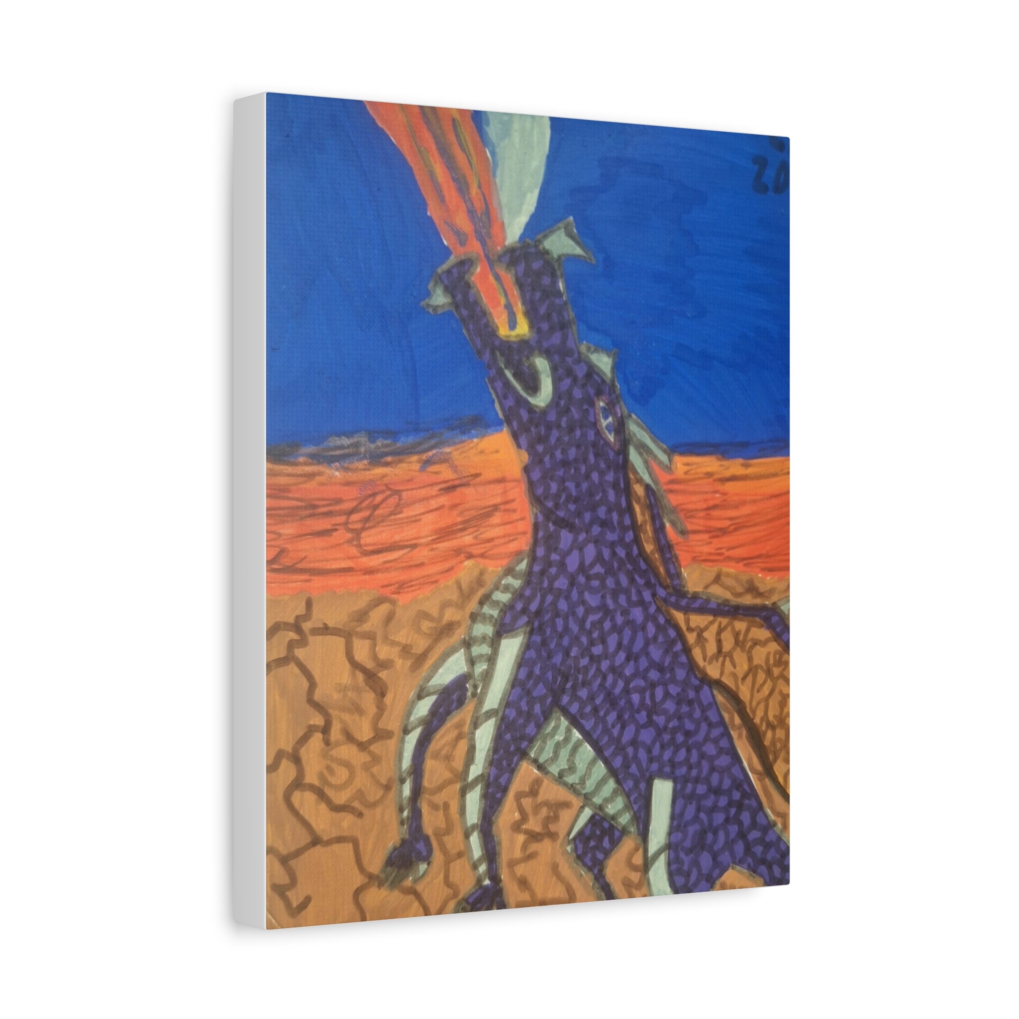 Purple Dragon Matte Canvas Wall Art — Vibrant Mythical Creature Painting, Stretched 1.25"