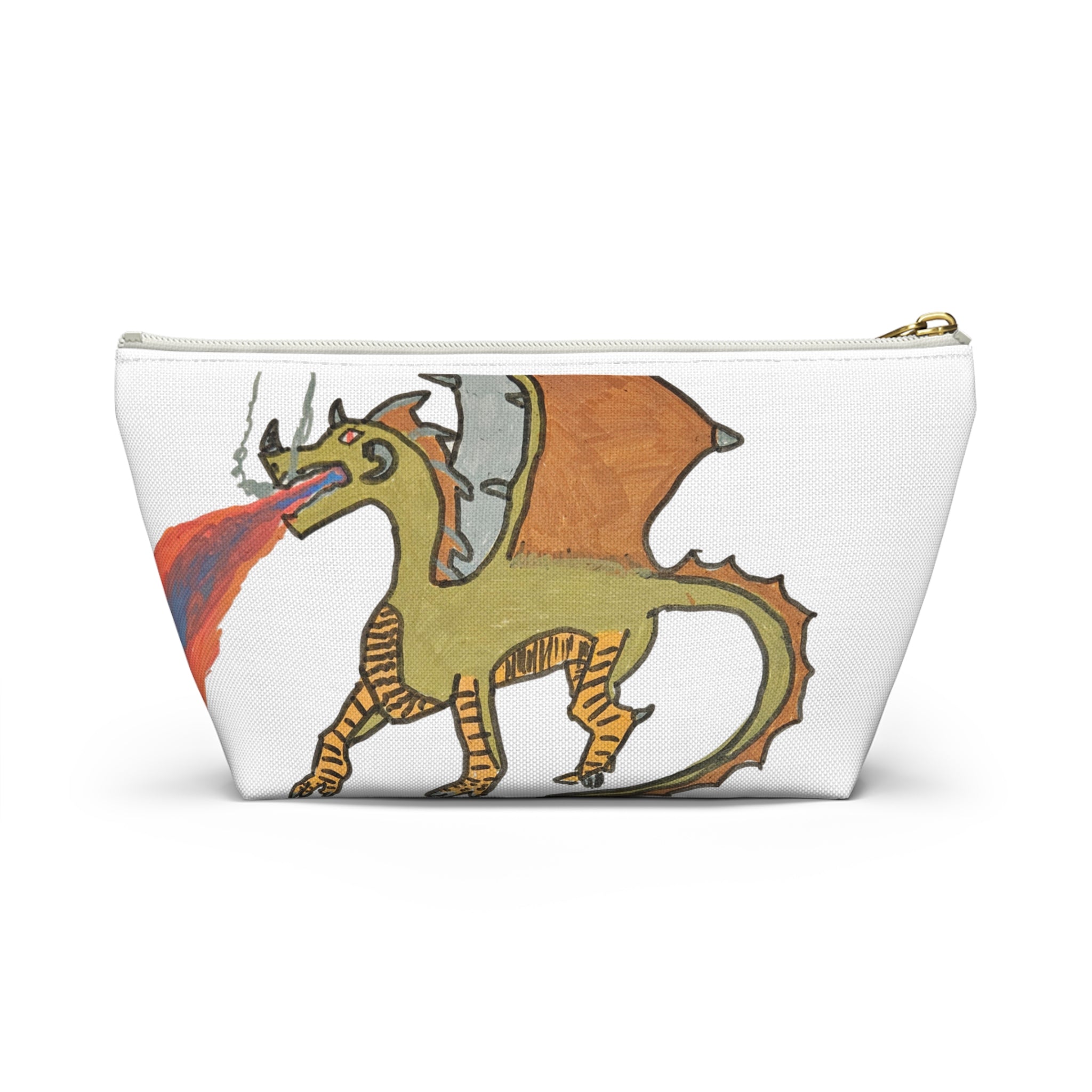 No Wings No Glory Accessory Pouch — Whimsical Hand-Drawn Dragon Makeup Bag