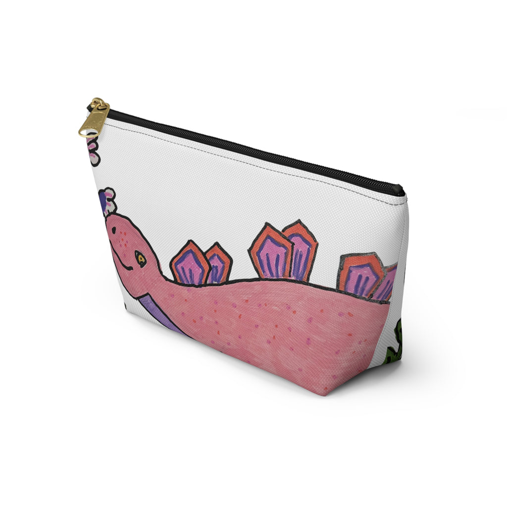 Pinky the Pink Stegosaurus Accessory Pouch — Cute Dino Makeup & Travel Bag