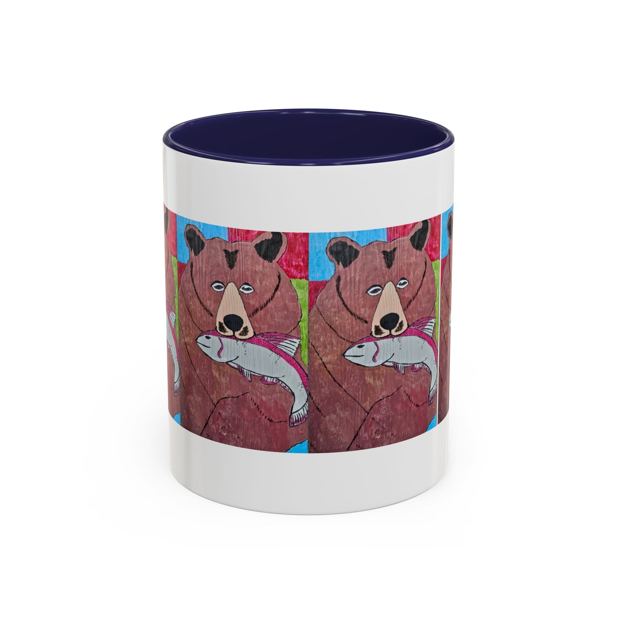 Whimsy Grr | Griffish the Grizz Accent Mug (11oz & 15oz) — Grizz with a Fish Coffee Mug