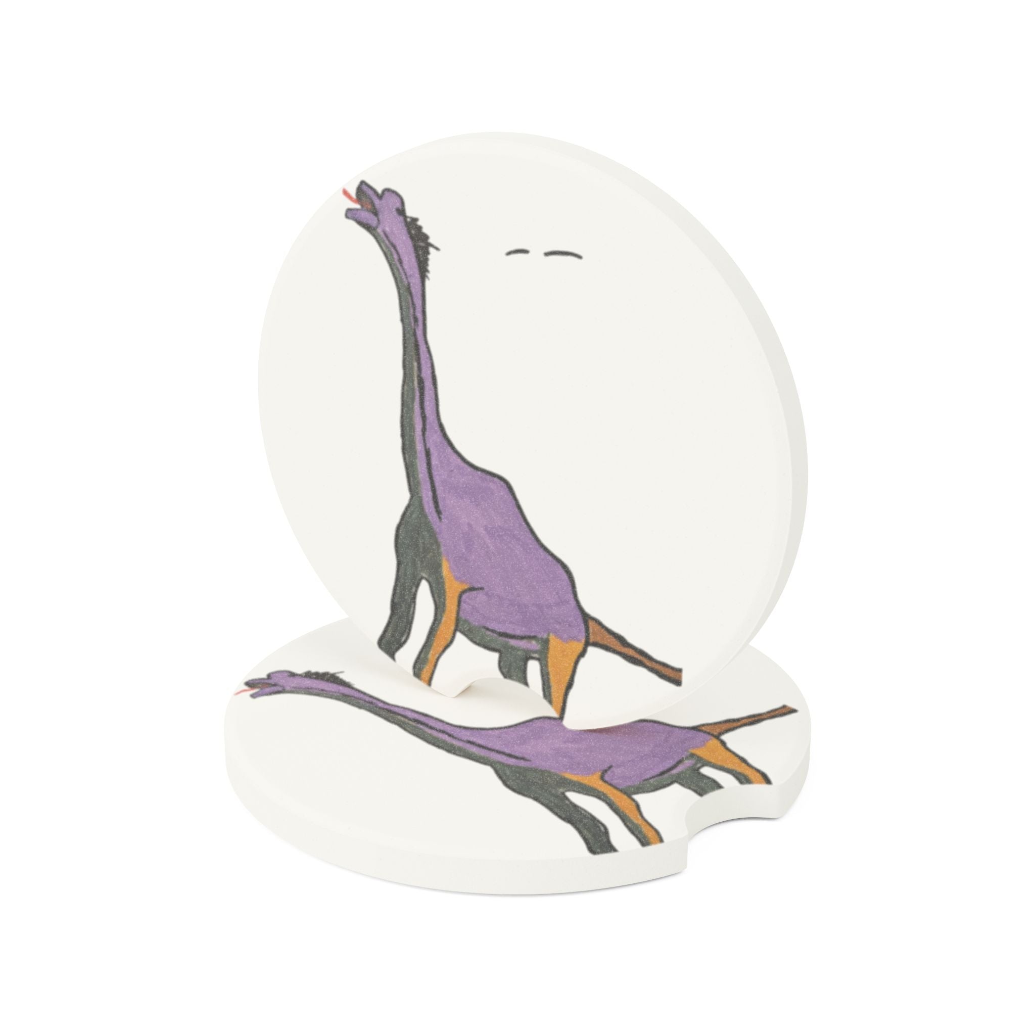 Brachy the Brachiosaurus Soapstone Car Coaster — Cute Dino Car Cup Holder Insert