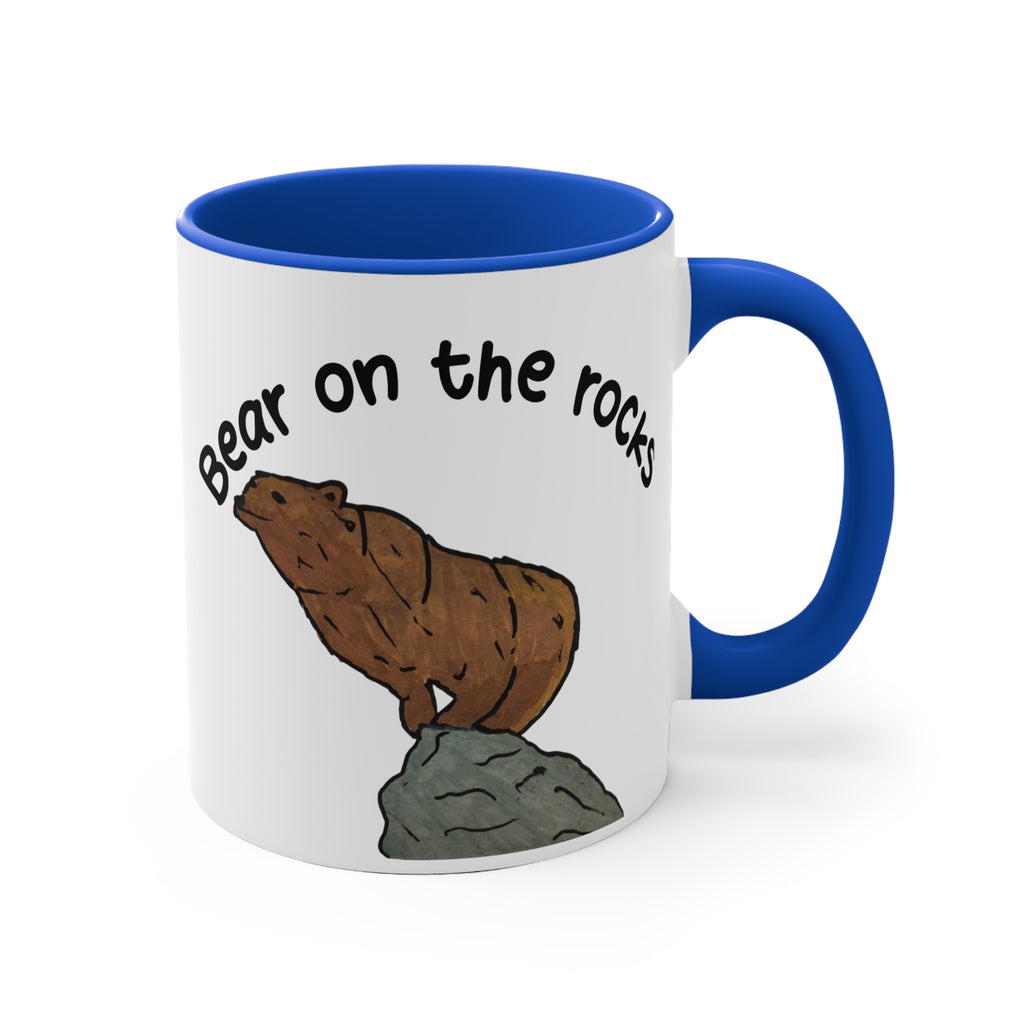 Bear on the Rocks 11oz Accent Mug — Rustic Nature Coffee Cup