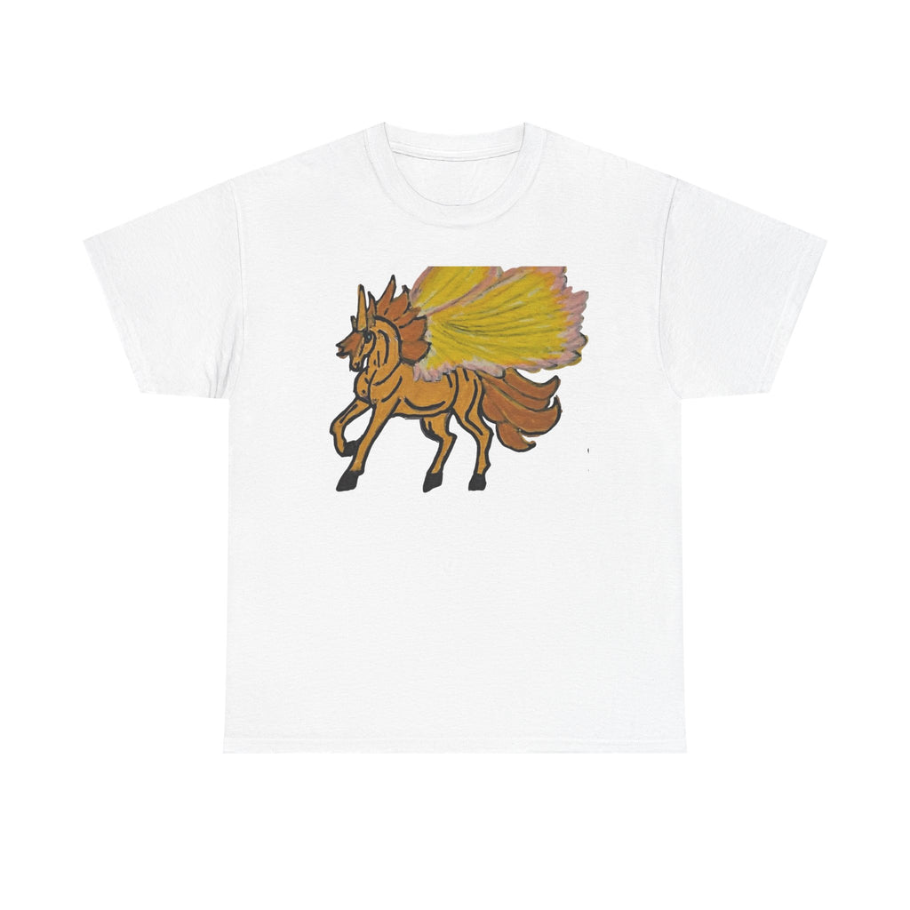 Golden Pegasus Graphic Tee — Mythical Horse Illustration T-Shirt