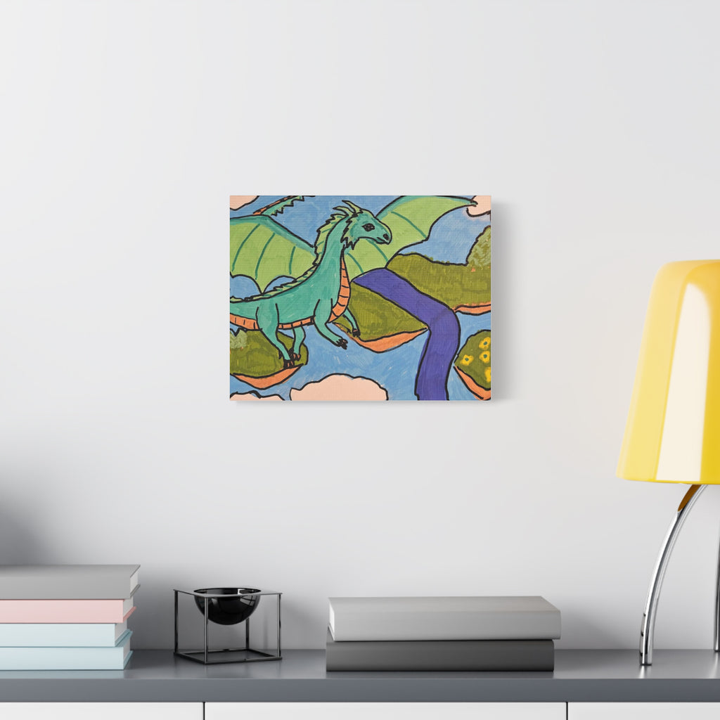 Dragon Landscape Canvas Art — Whimsical Fantasy Wall Decor (Matte Stretched)