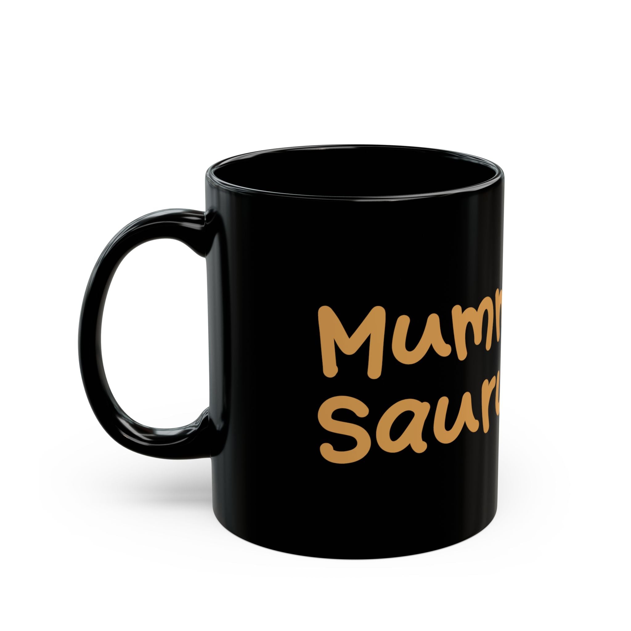 Mummy Saurus Black Coffee Mug – Cute Dinosaur Mom Gift (11oz & 15oz)