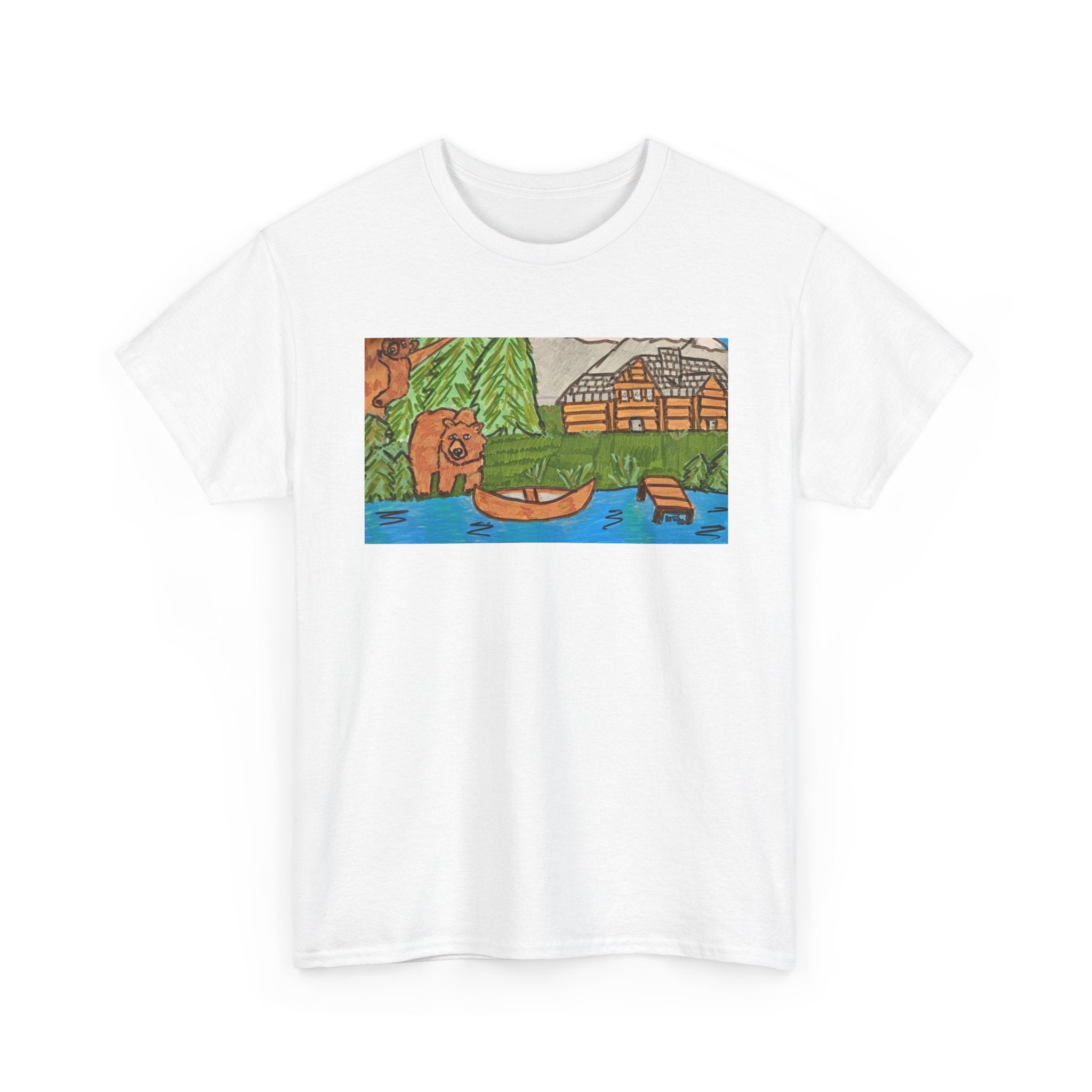 Whimsy Grr | Cabin Bear Unisex Heavy Cotton Tee