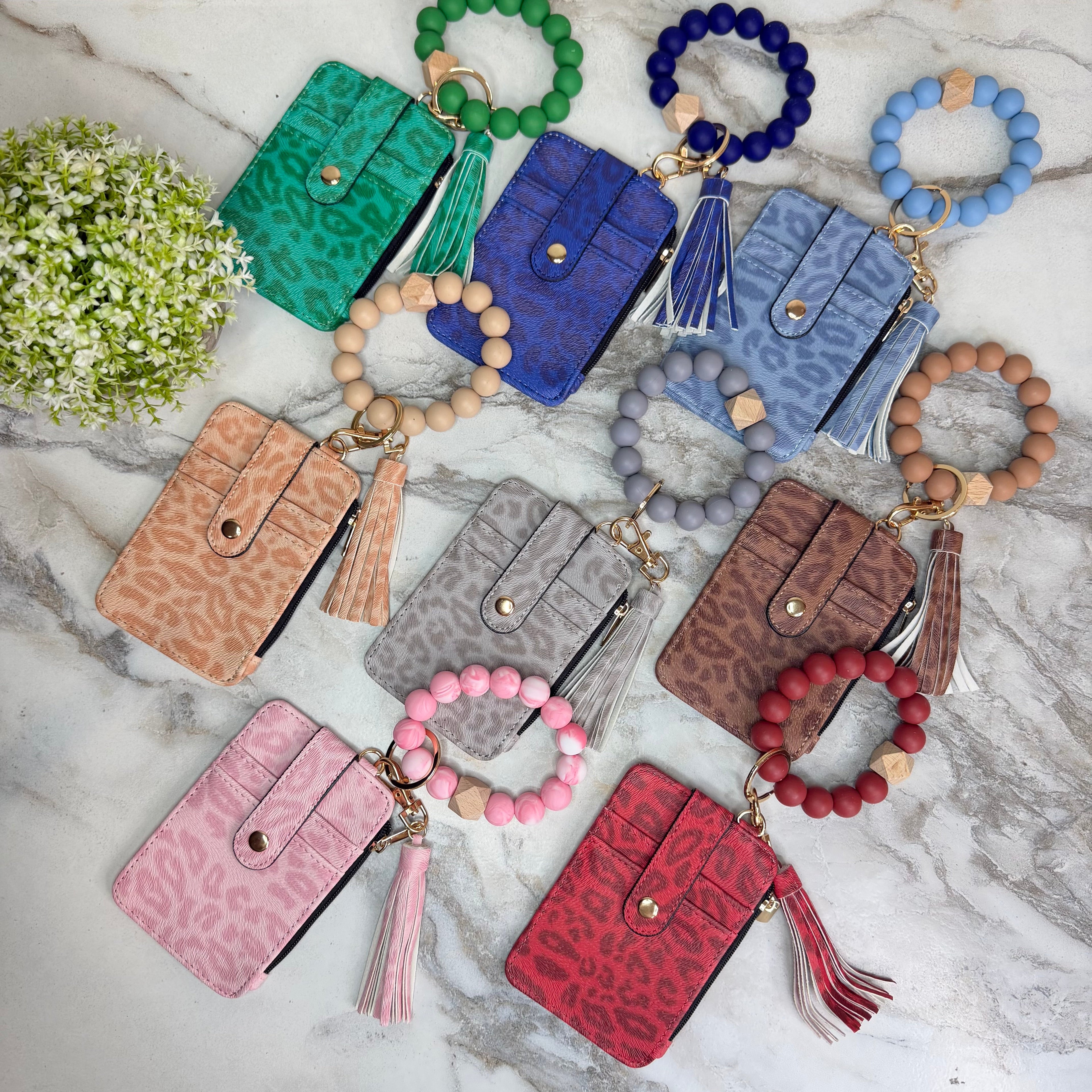 Bracelet Keychain & Card Holder Wallet - Animal Print