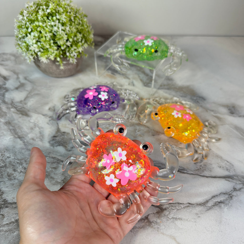 Squishy Toy - Glitter Crab + Flowers