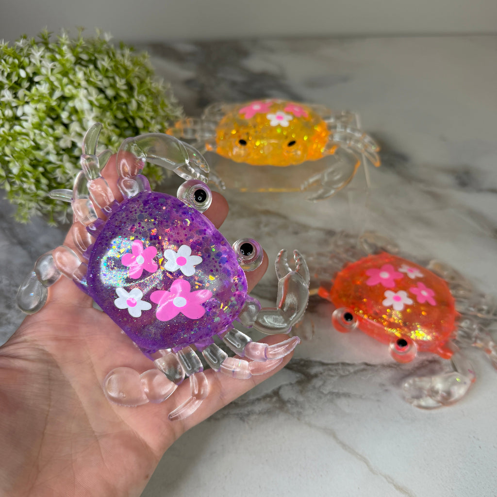 Squishy Toy - Glitter Crab + Flowers