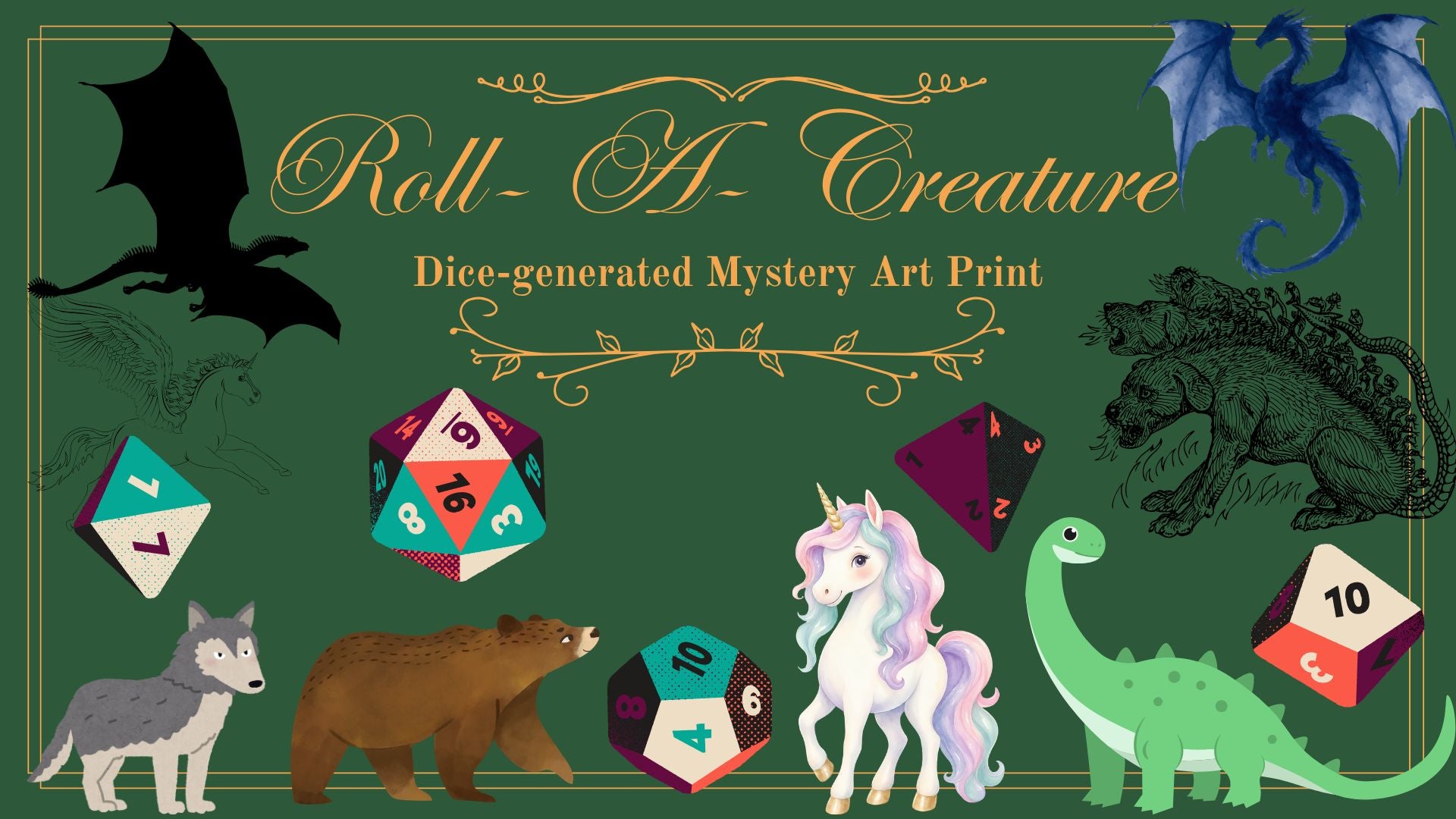 Roll a Creature | Dice-Generated Mystery Art Print