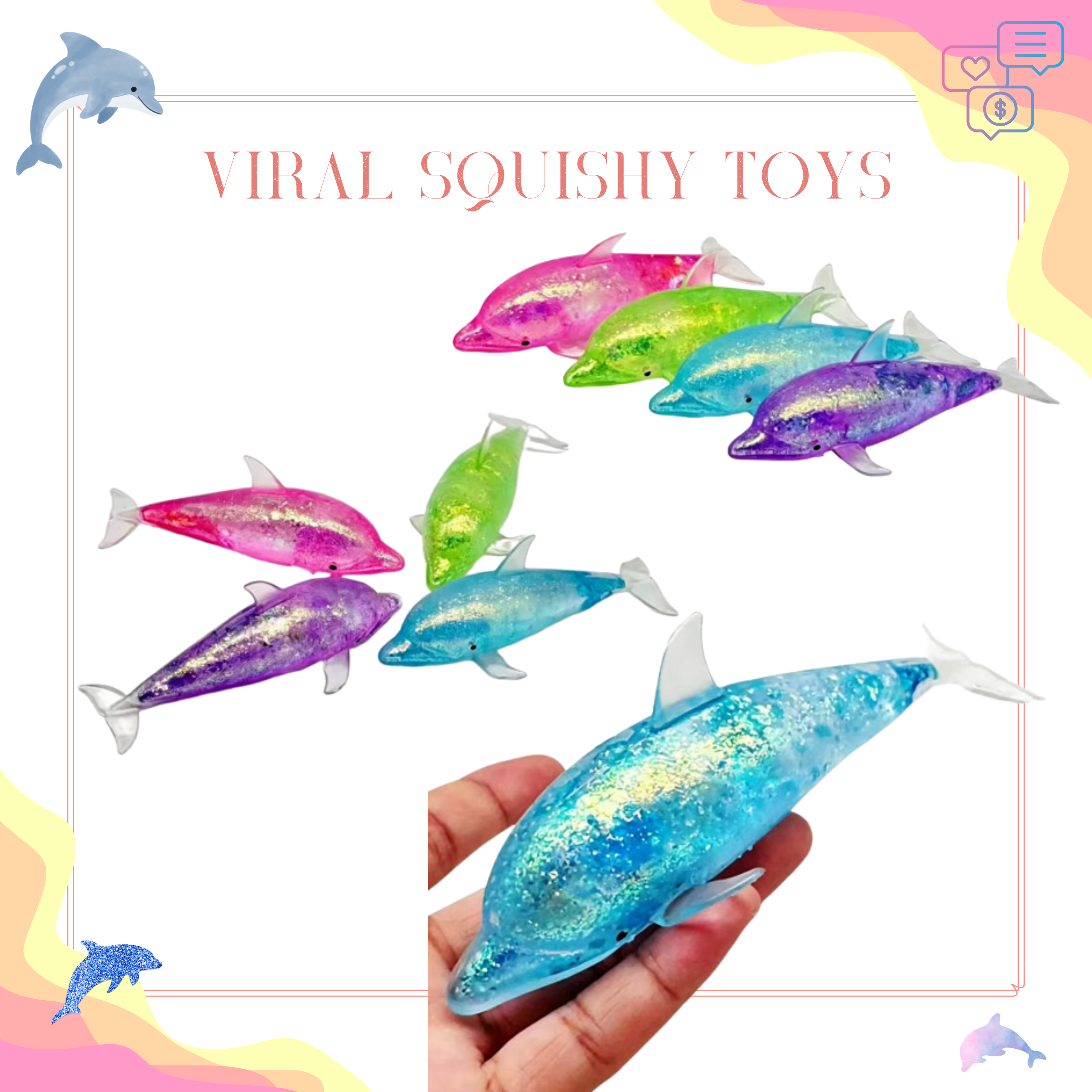 Squishy Toy - Glitter Dolphin