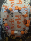 Orange & Frosted Halloween Charm Bracelet — Handmade by Logan | 8 Inch
